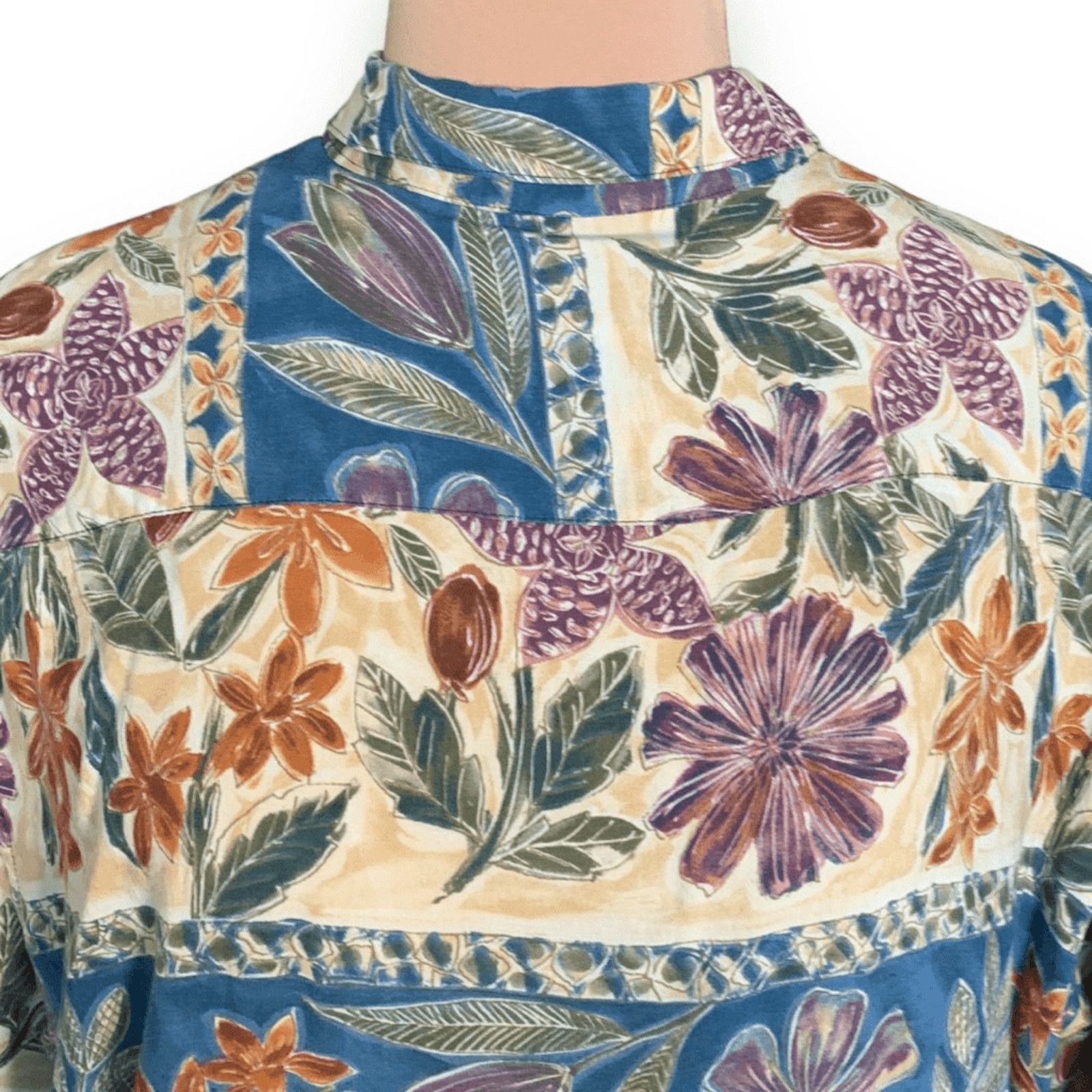 Vintage Vintage 90s Campia Moda Rayon Printed Shirt Blue Floral Top Size US XL / EU 56 / 4 - 3 Thumbnail