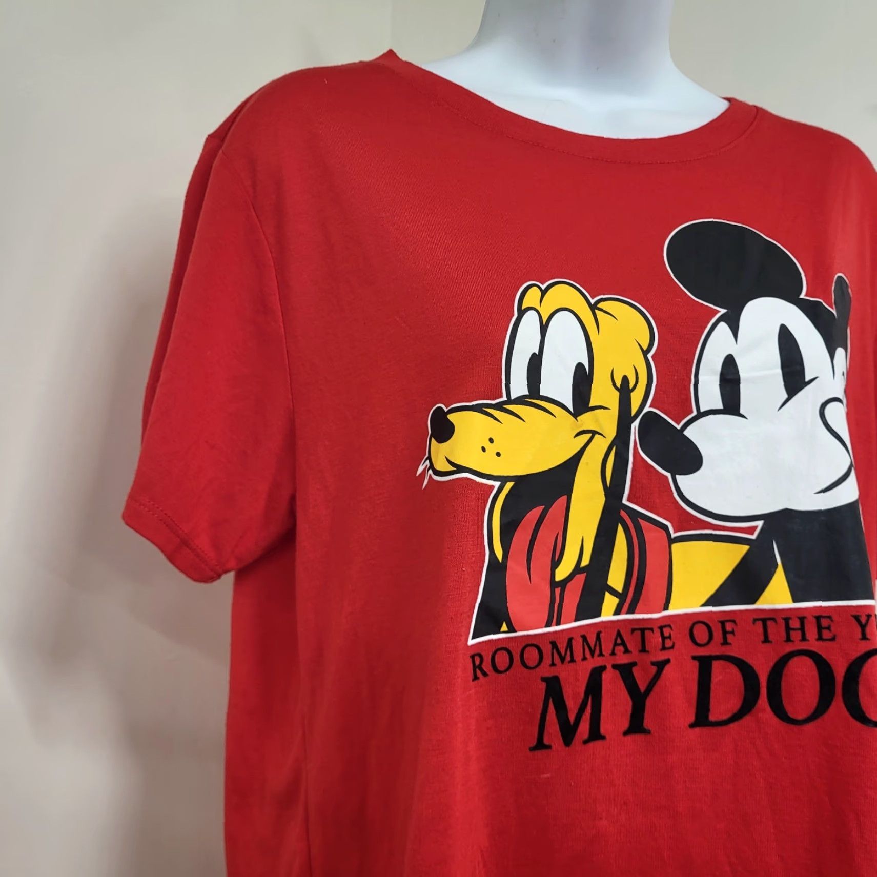 Disney Disney Mickey Mouse T-Shirt Red Women XL "Roommate of the Year My Dog" Shirt Size XL / US 12-14 / IT 48-50 - 4 Thumbnail