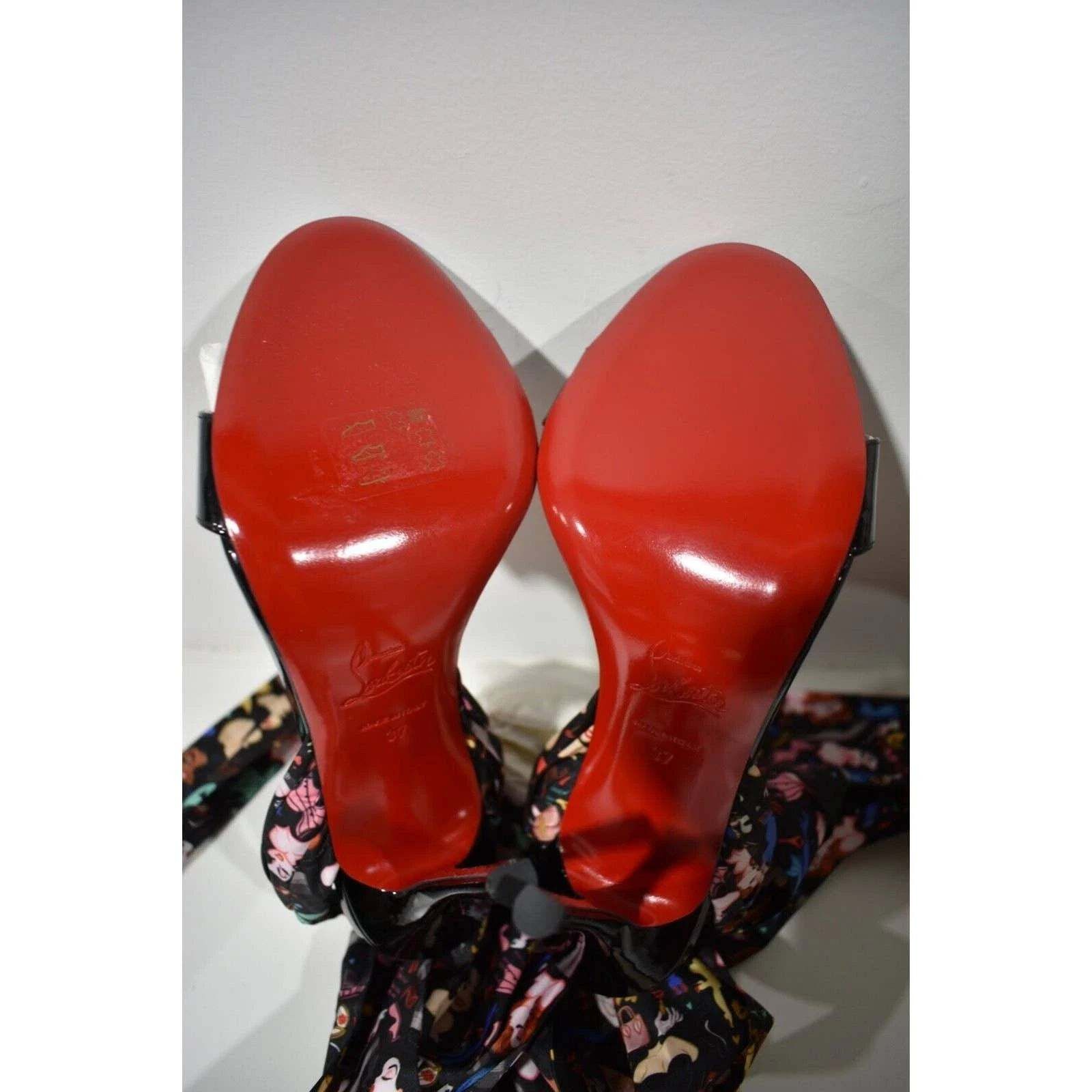 Christian Louboutin Fetish Du Desert 100 Black Lace Up Tie Sandal Heel Pump 37 Size US 7 / IT 37 - 12 Thumbnail