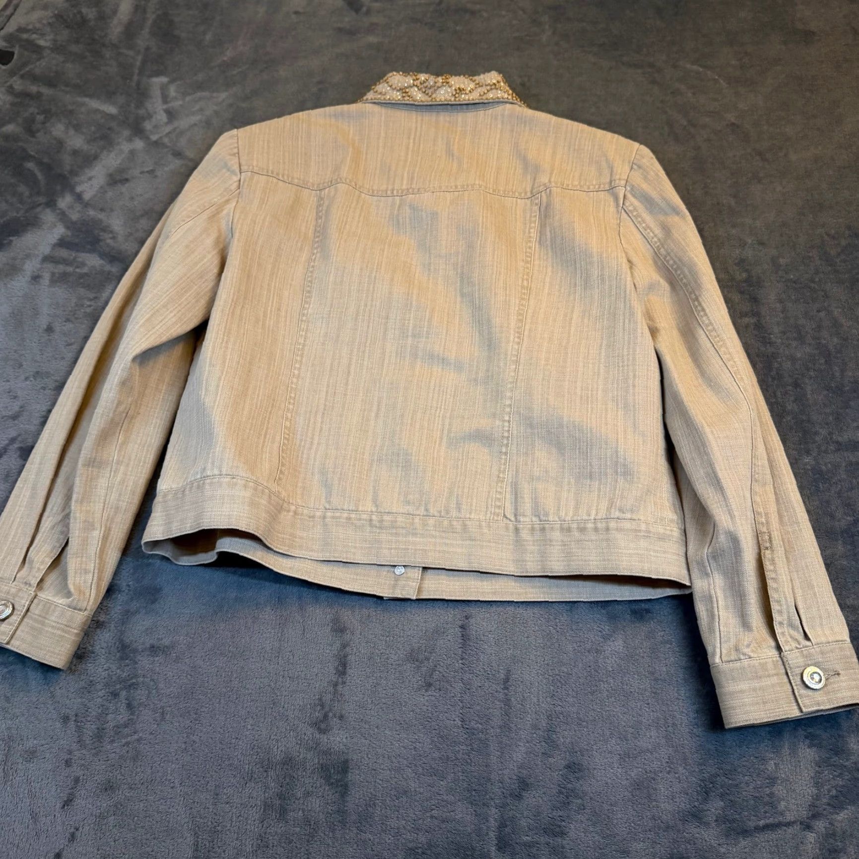 Vintage VINTAGE City Girl Nancy Bolen Tan Beaded Denim Jacket and Pants Set Womens Size Large Size 36" / US 14 / IT 50 - 6 Thumbnail