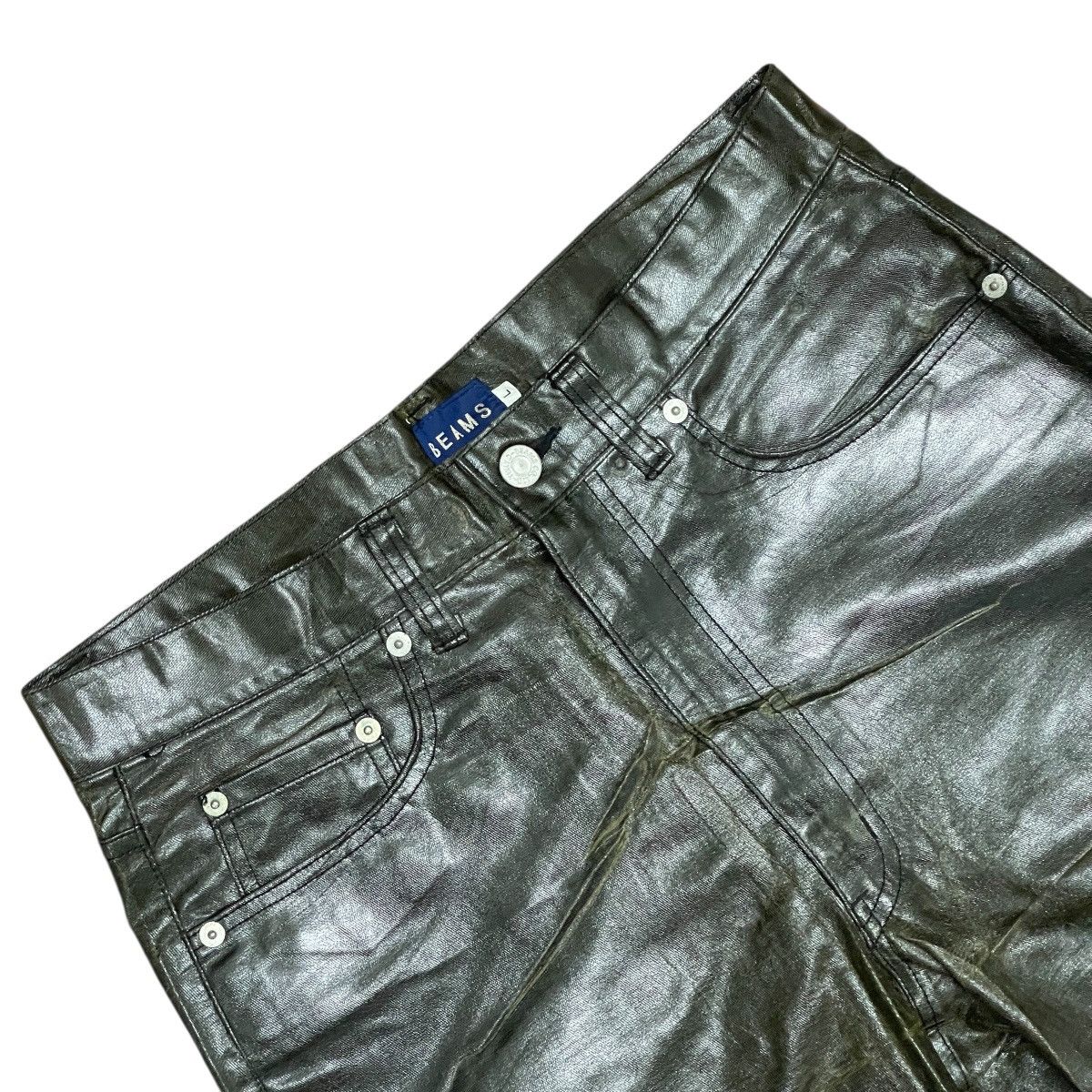 Beams Japan Vtg Beams Japan Super High Rise Straight Vinyl Fabric Pants Size US 31 - 4 Thumbnail