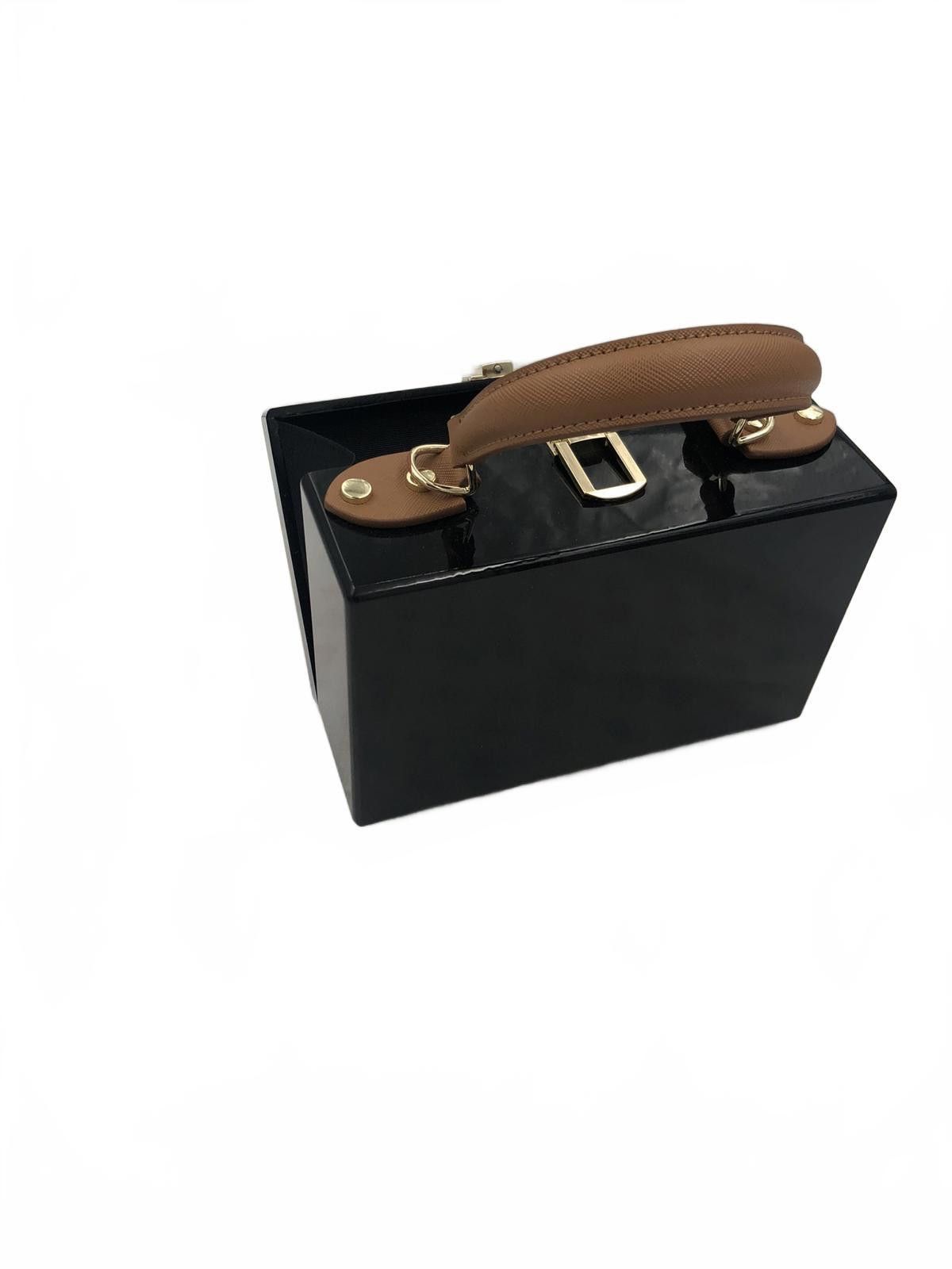 Other Sea Lily Black Acrylic Box Bag Gold Detachable Strap Size ONE SIZE - 3 Thumbnail