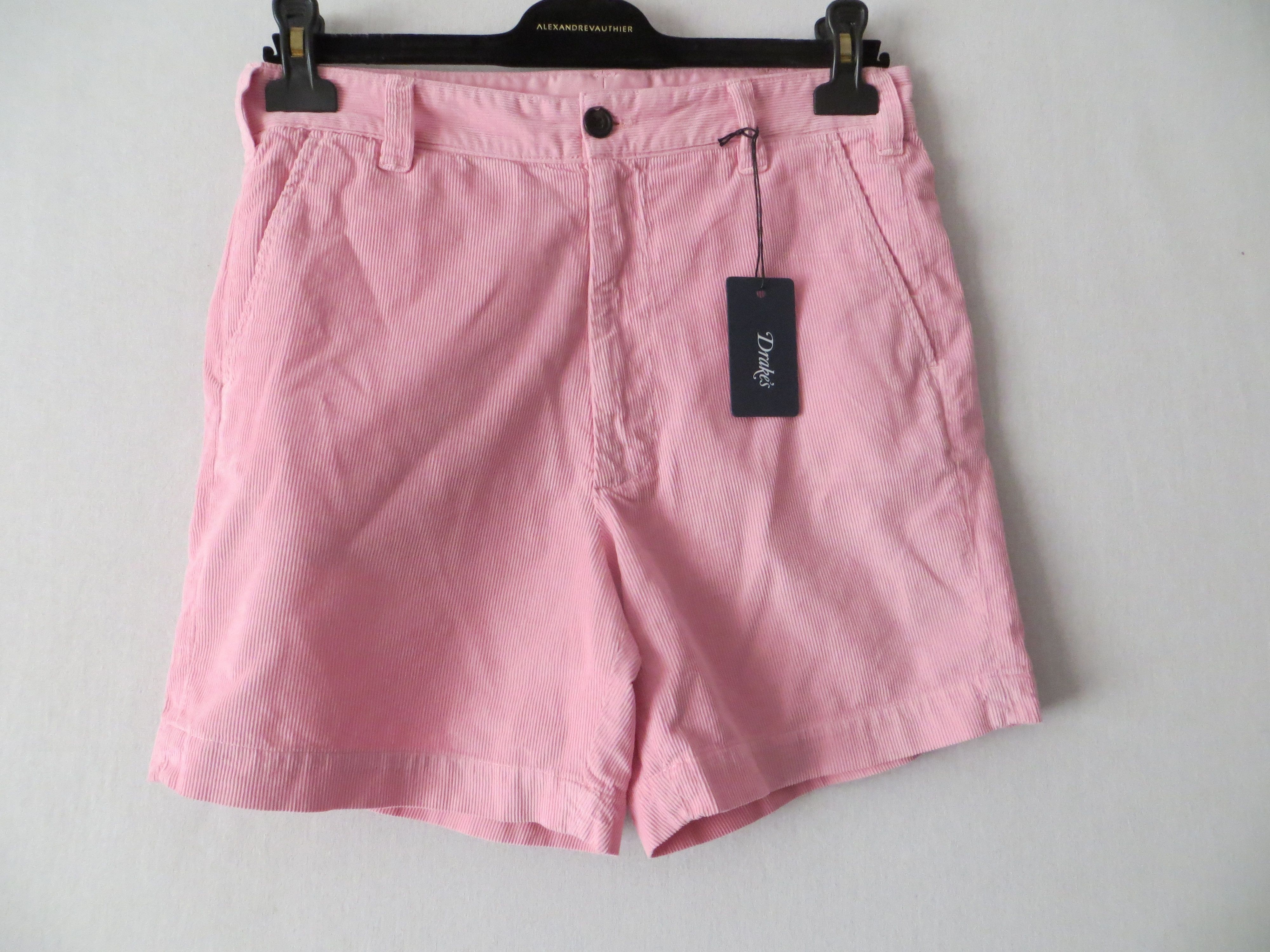 image of Drakes Pink Fatigue Corduroy Shorts, Men's (Size 31)