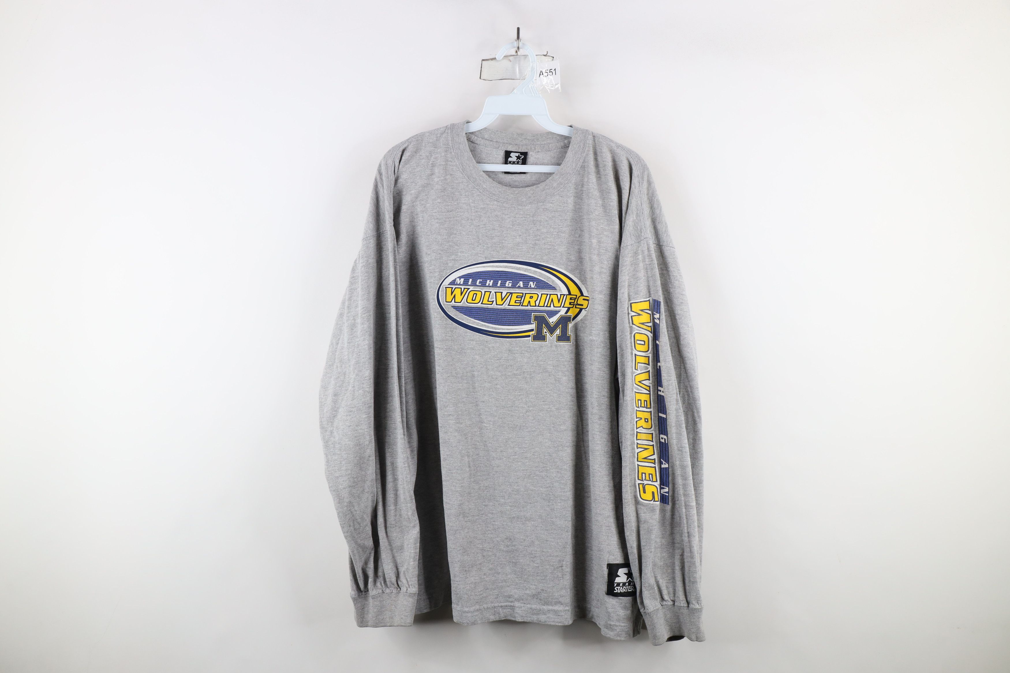 Starter × Vintage Vintage 90s Starter University Michigan Long Sleeve T-Shirt Size US XL / EU 56 / 4 - 1 Thumbnail