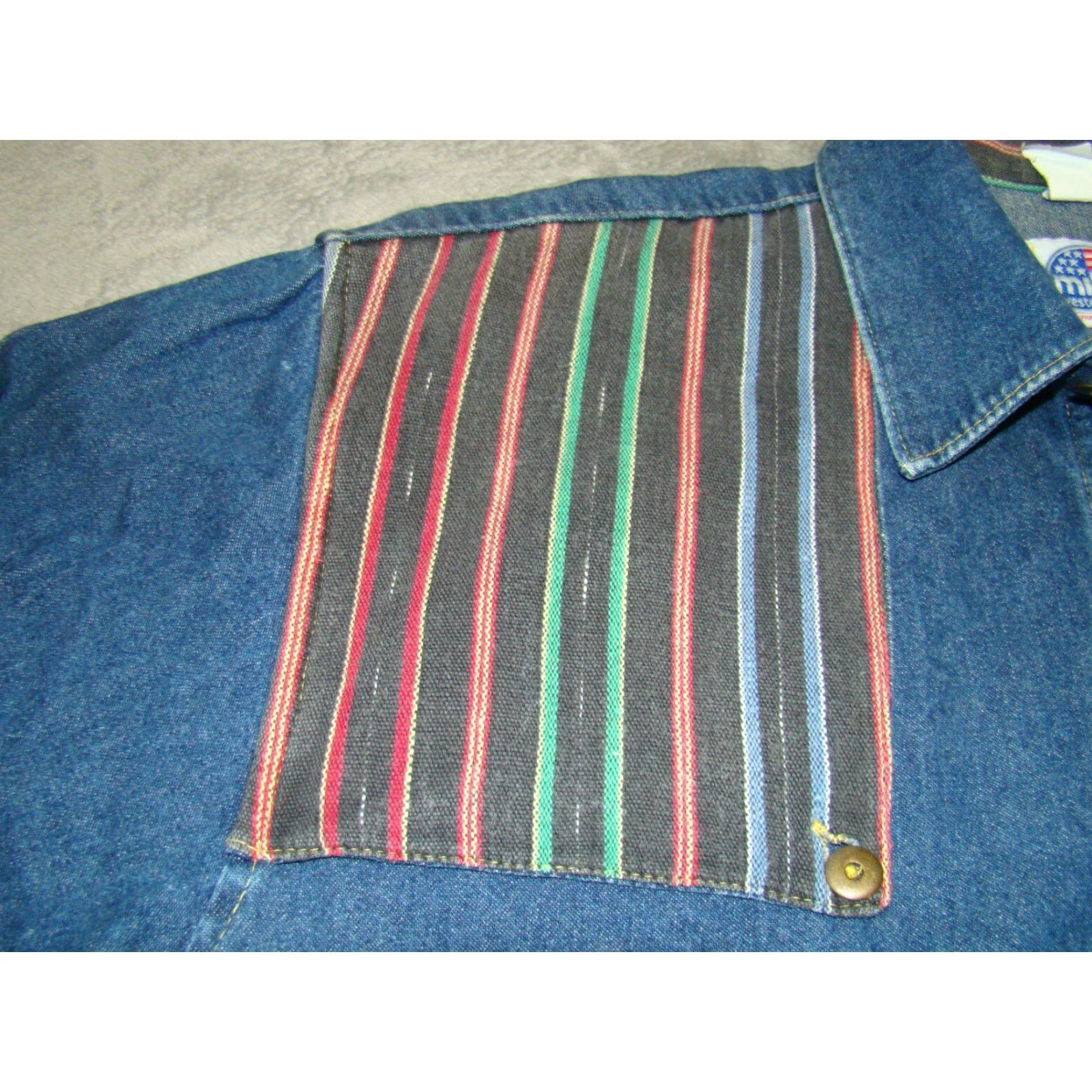 Vintage Vtg Miller Western Wear Denim Shirt Mens XL Striped Shoulder Bib Button-Up Size US XL / EU 56 / 4 - 4 Thumbnail