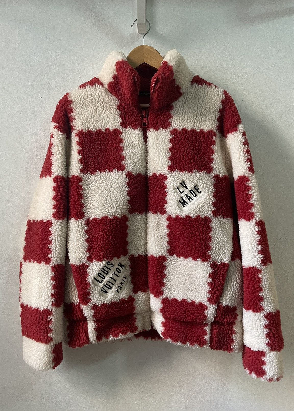 Louis Vuitton Men's S LV x Nigo Jacquared Damier Fleece Blouson Zip Jacket  1110l For Sale at 1stDibs