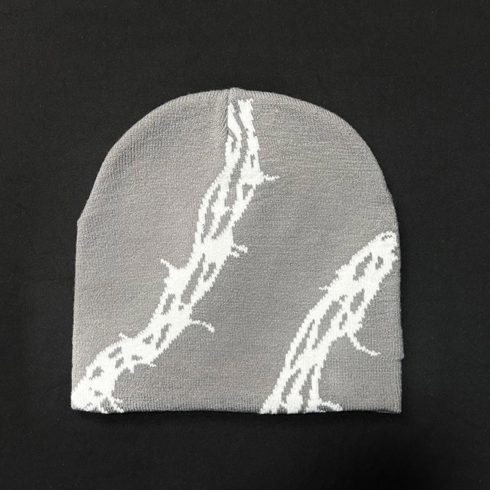 Japanese Brand Rare Barbed Wire Graphic Graphic No Cuff Knit Gray Beanie Size ONE SIZE - 4 Thumbnail