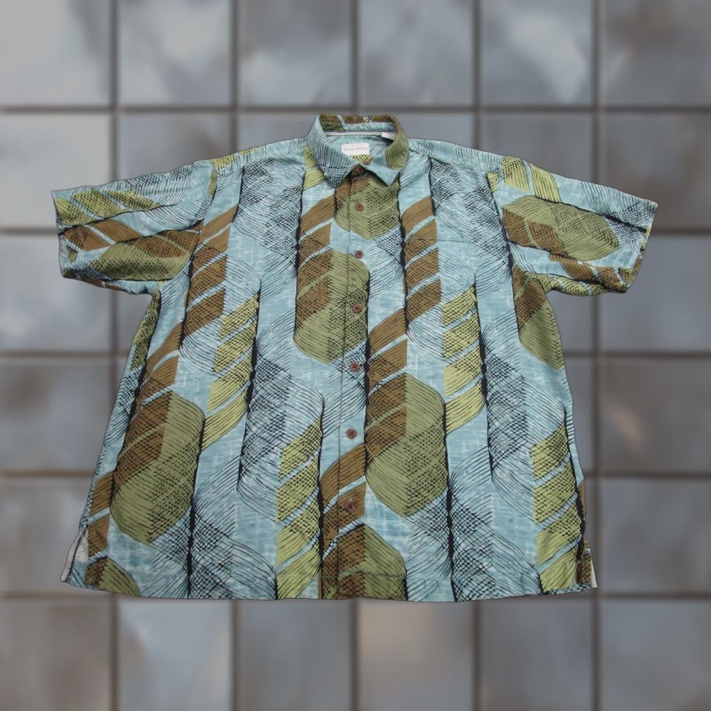 Tommy Bahama Tommy Bahama Shirt Mens XL Blue Green Brown Silk Camp Button Resort Vacation Shirt Size US XL / EU 56 / 4 - 1 Thumbnail