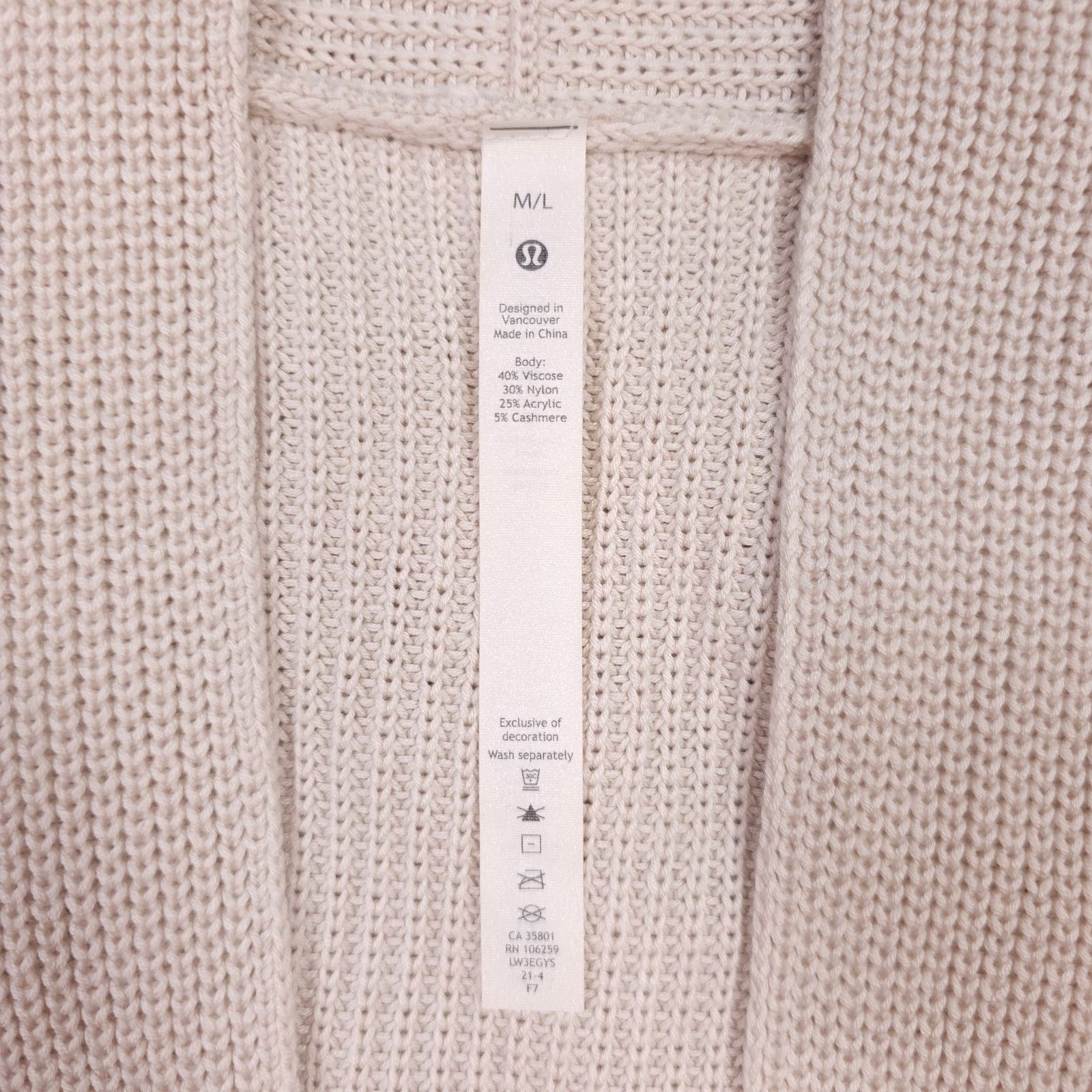 Lululemon Lululemon Cashlu Sweater Wrap White Opal Sz Medium/Large Size M / US 6-8 / IT 42-44 - 6 Thumbnail