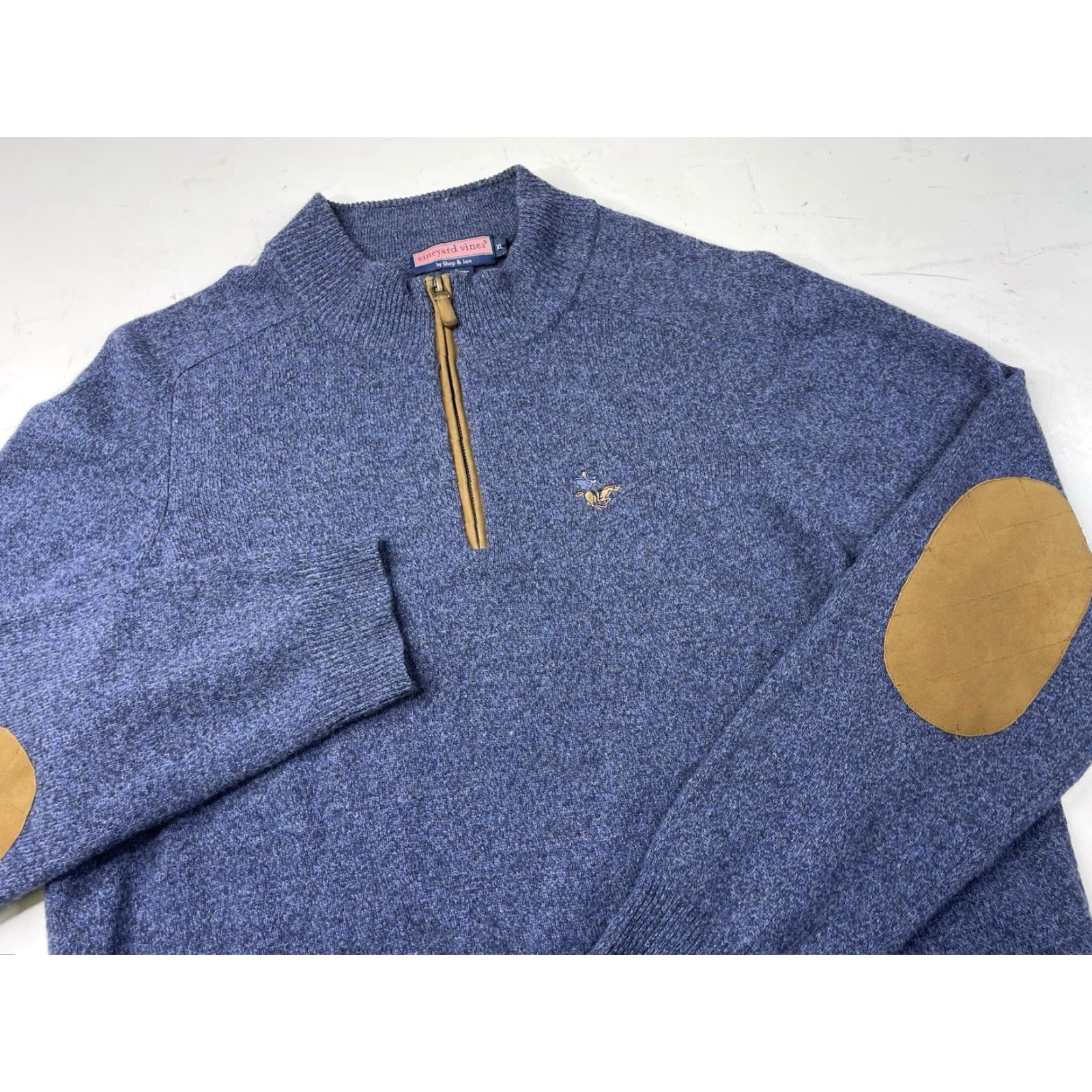 Vineyard Vines Vineyard Vines Sweater Men XL 1/4 Zip Wool Knit Pullover Zipper Mock Neck Long Sleeve Blue Solid Golf Everyday Comfort Size US XL / EU 56 / 4 - 2 Thumbnail