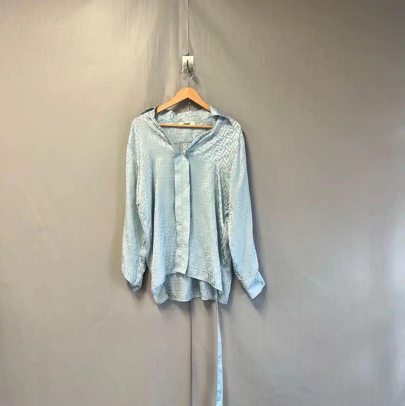 Fendi Fendi Light Blue Cotton Women's Shirt 0089 Size L / US 10 / IT 46 - 1 Thumbnail