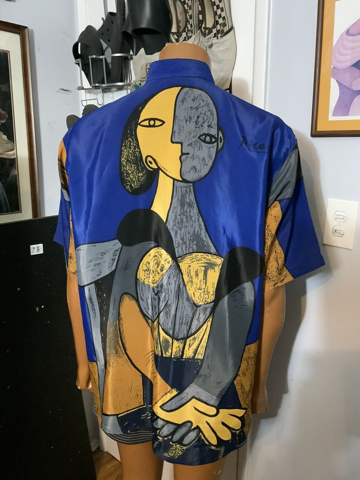 Vintage Vintage 80s 90s Picasso Art Cubism Sheer Joined Hands Shirt Size US L / EU 52-54 / 3 - 8 Thumbnail