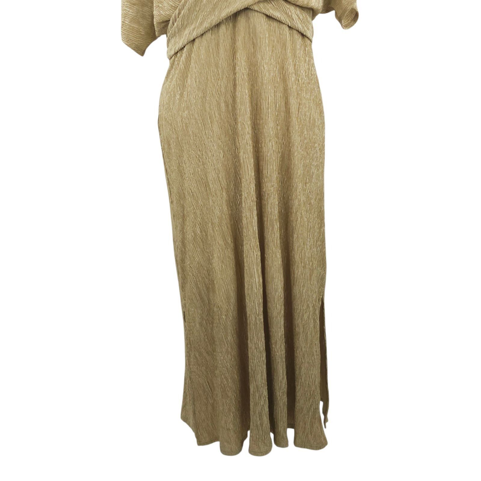 Other Jodifl Dress L Metallic Gold Shimmer Cross Front Maxi Slits Size L / US 10 / IT 46 - 19 Thumbnail