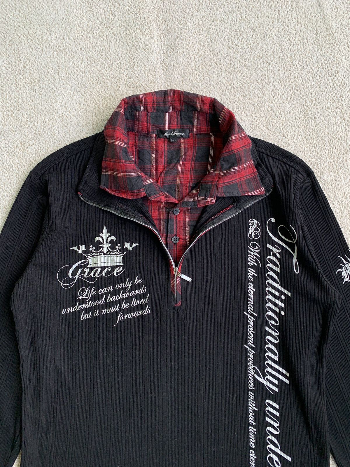 Japanese Brand Double Layer Poem Long Sleeve punk style Size US L / EU 52-54 / 3 - 2 Thumbnail