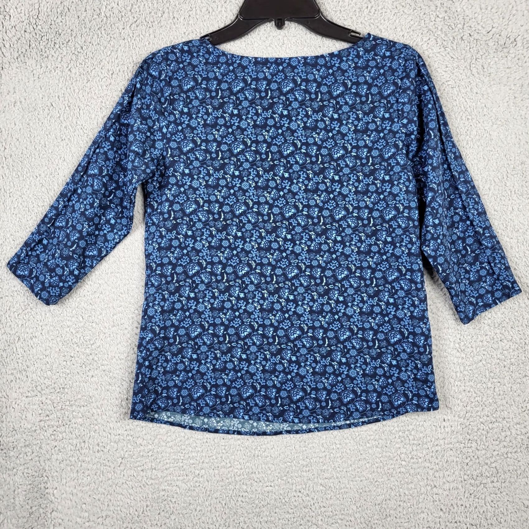 Vintage Solly Allen Solly Floral Print 3/4 Sleeve T-shirt XS Blue Floral Women Shirt XS Regular Mens Womens Girls Size XS / US 0-2 / IT 36-38 - 4 Thumbnail