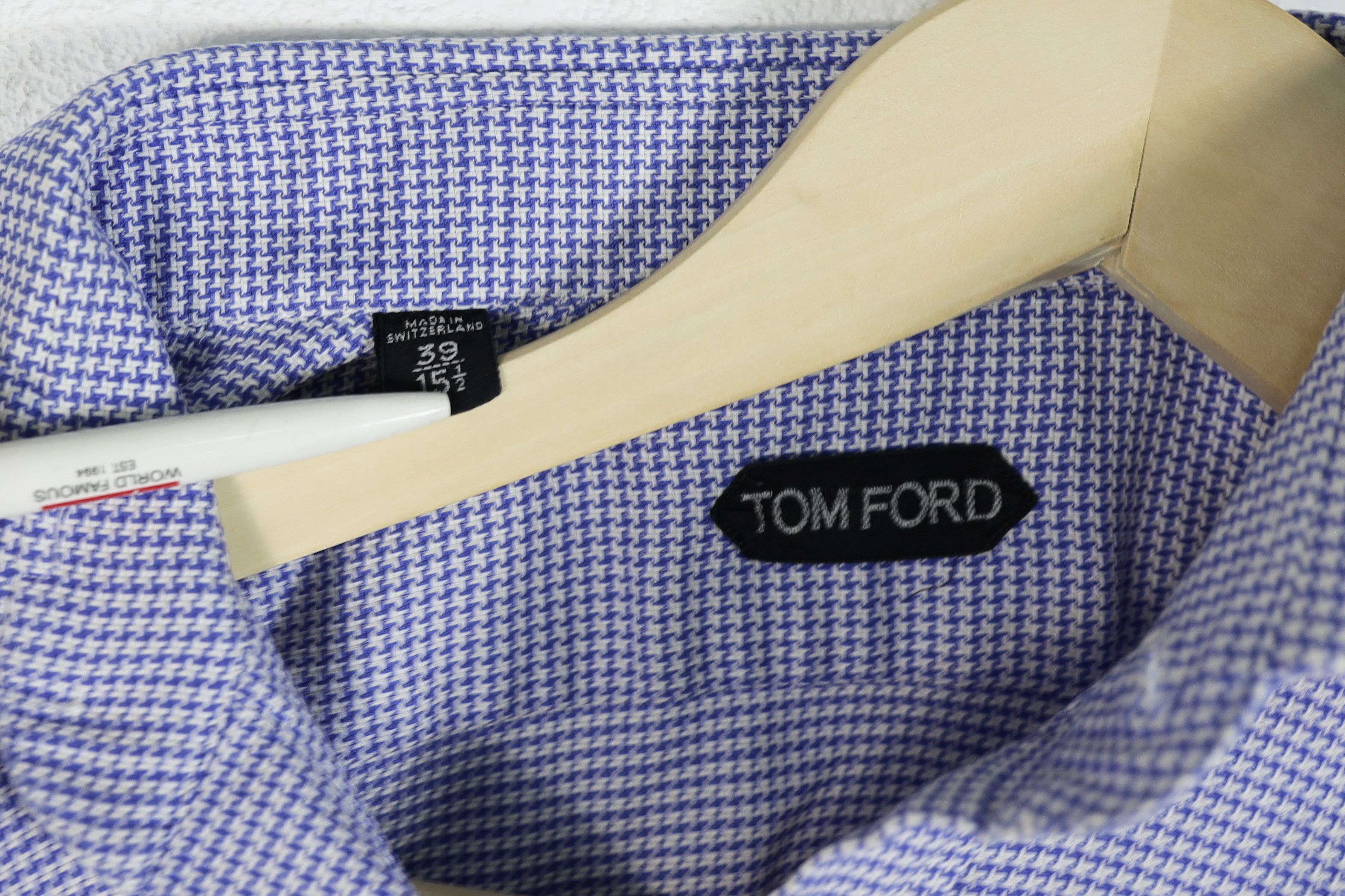 Tom Ford Tom Ford Blue White Knit Cotton Dress Formal Shirt 39 Size US M / EU 48-50 / 2 - 6 Thumbnail