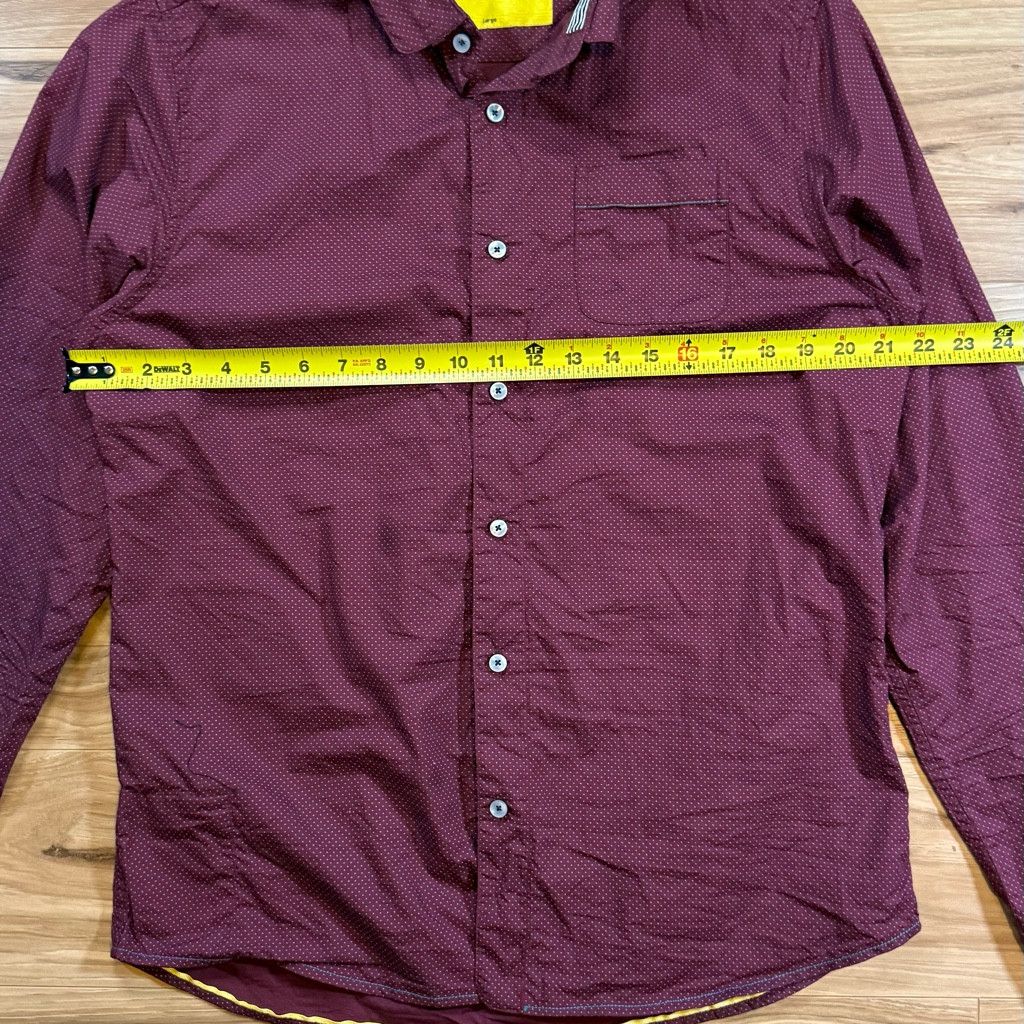 J Brand Descendant of Thieves Men’s L Burgundy Dot Button Shirt Size US L / EU 52-54 / 3 - 5 Thumbnail