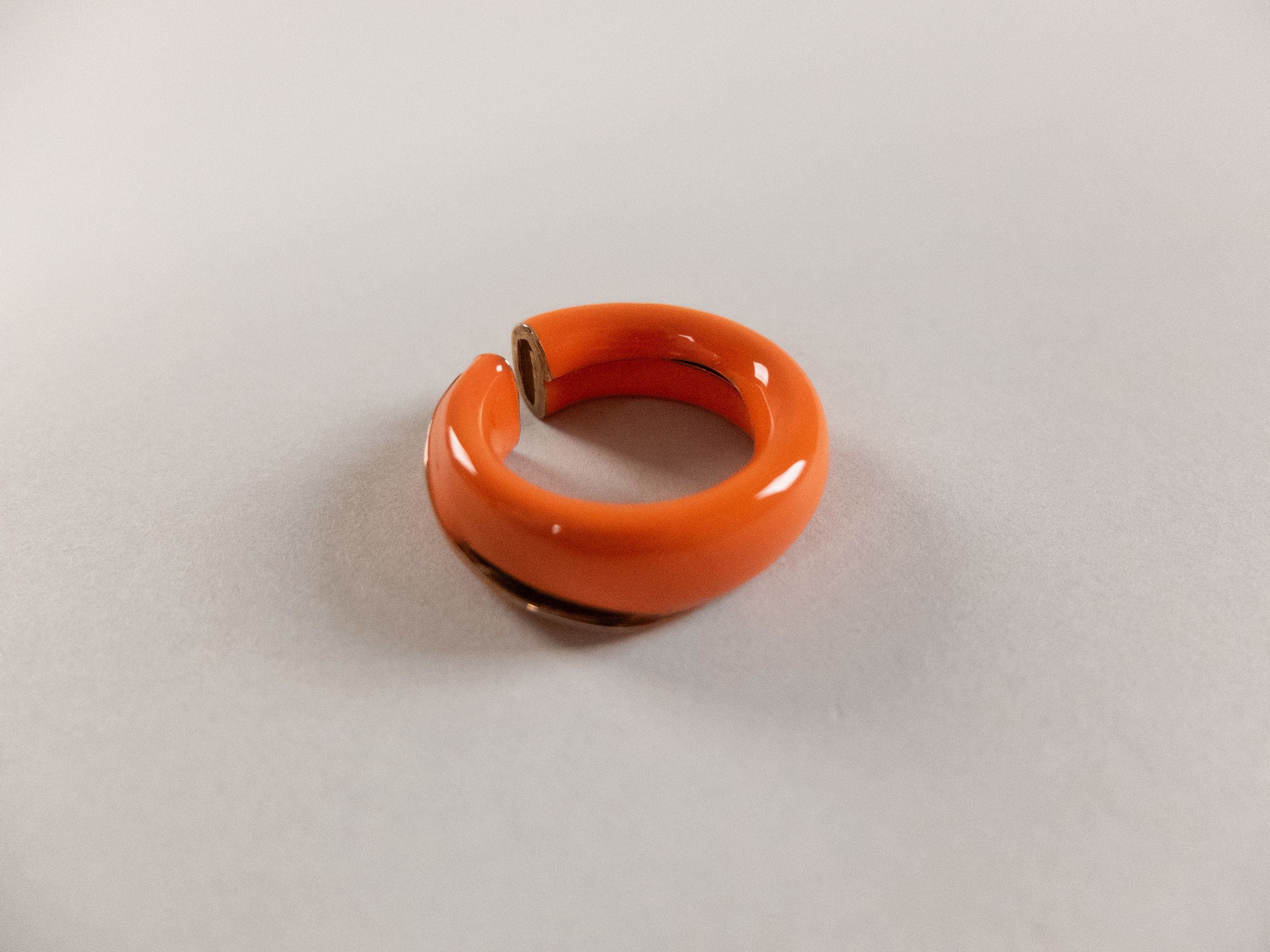 Bottega Veneta BOTTEGA VENETA Fold orange ring enamel & silver ring 15 q Size ONE SIZE - 4 Thumbnail