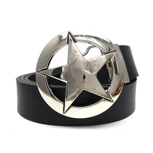 Imperious Silver Star Round Metal Belt Buckle Size ONE SIZE - 1 Thumbnail