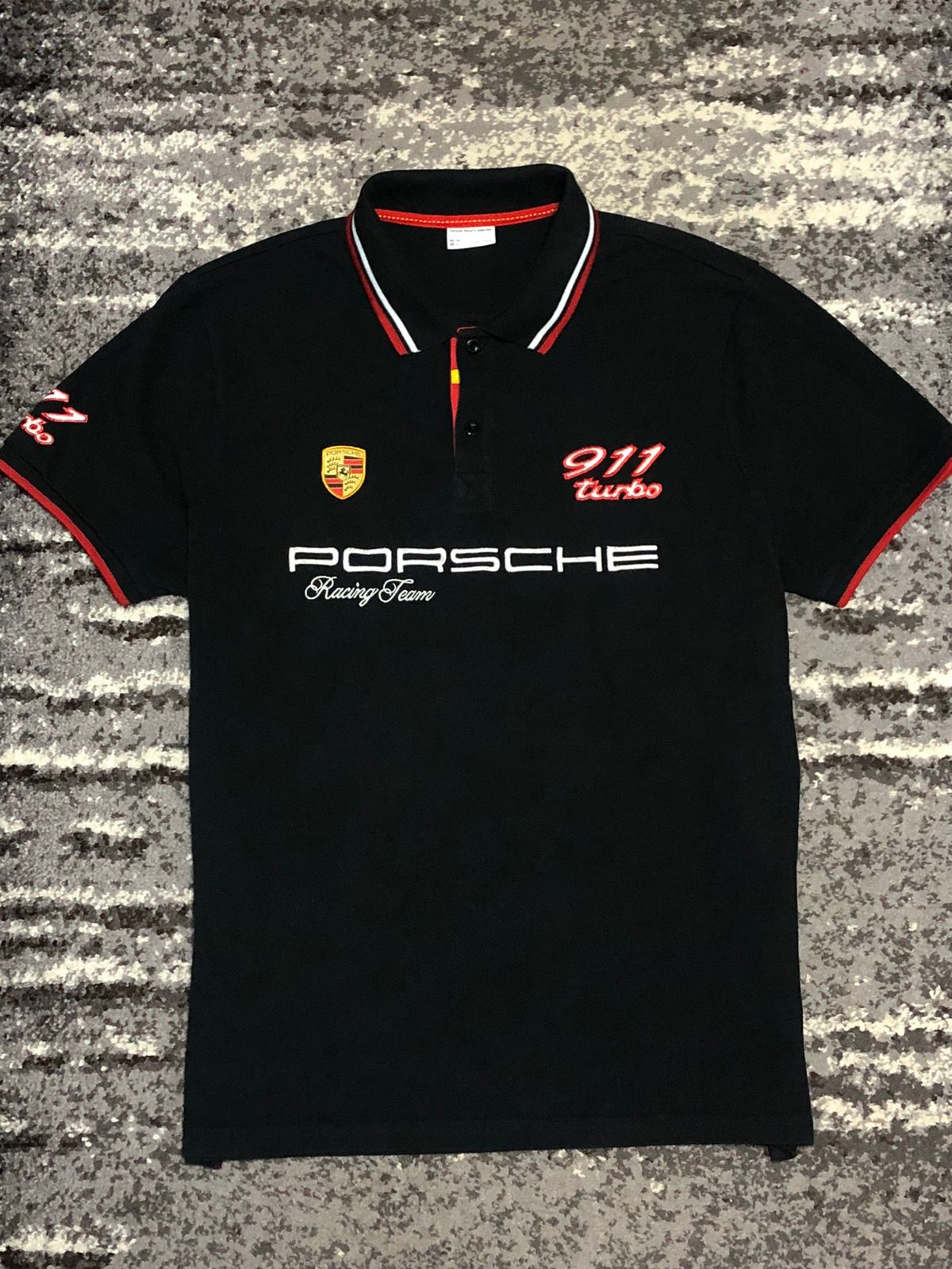 Pre-owned Porsche Design X Racing Porsche Polo Tee Center Logo In Black