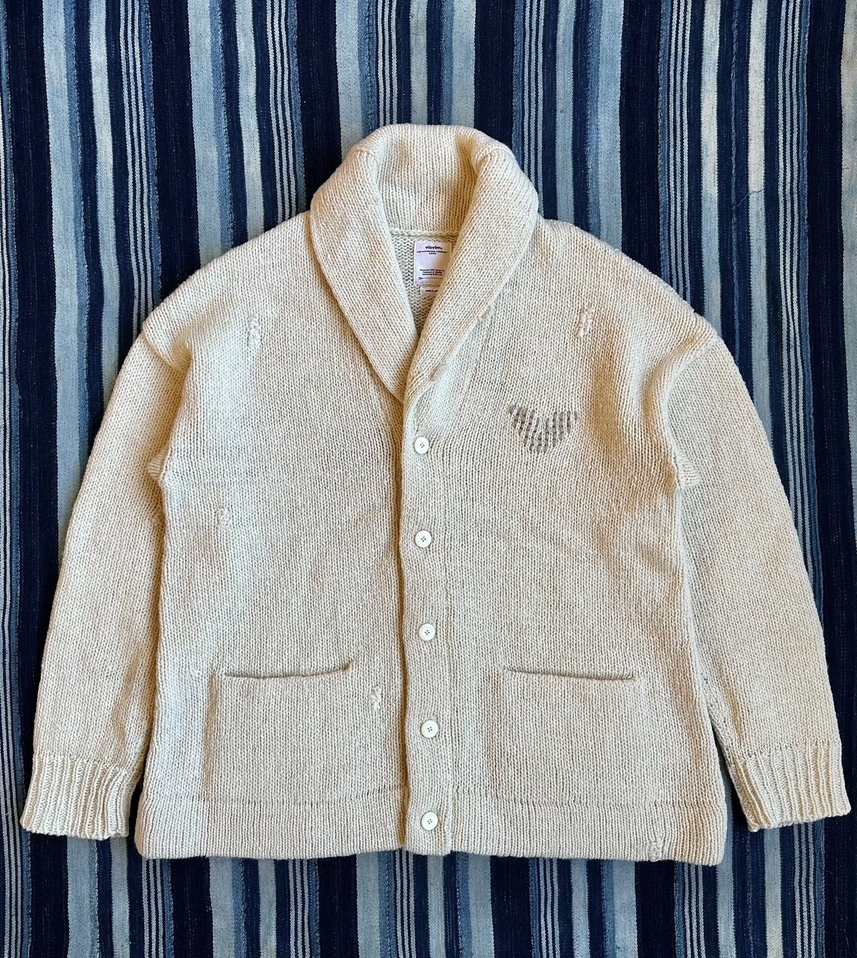 visvim hand-knit cardigan in ivory color