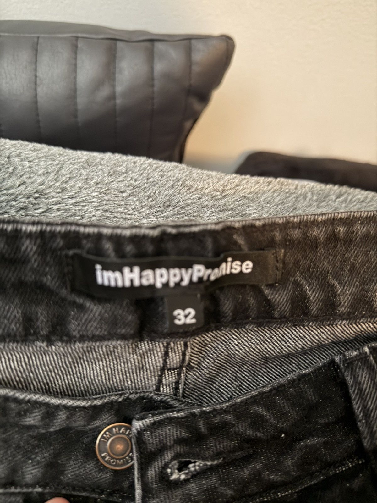 Japanese Brand Im happy promise ihp black baggy ripped denim Size US 32 / EU 48 - 3 Thumbnail