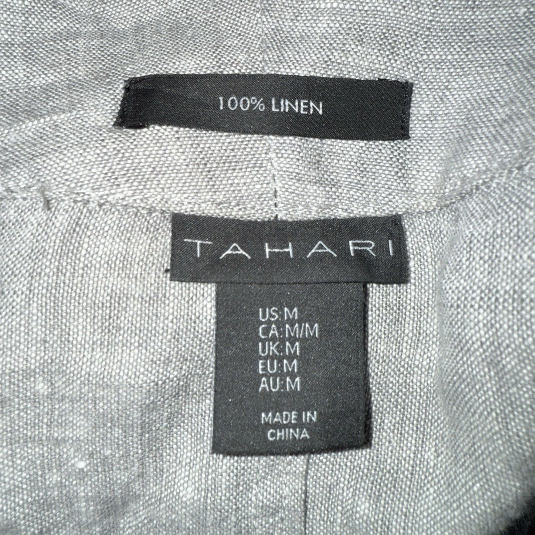 Vintage Tahari 100% Linen Gray Long Sleeve Shirt Jacket Womens Size M Size M / US 6-8 / IT 42-44 - 4 Thumbnail