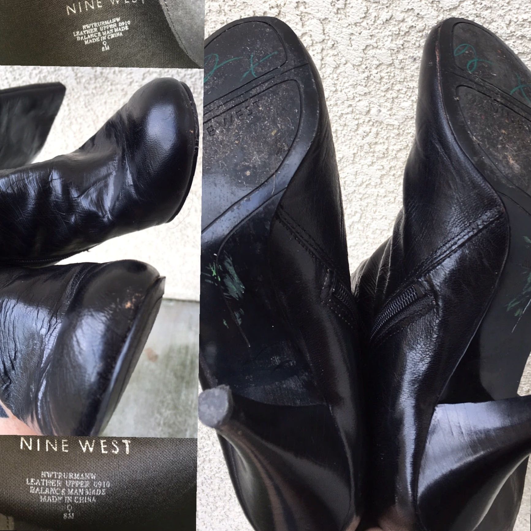 Nine West VINTAGE Nine West Black Leather Distressed Knee High Boots M Size US 8 / IT 38 - 6 Thumbnail
