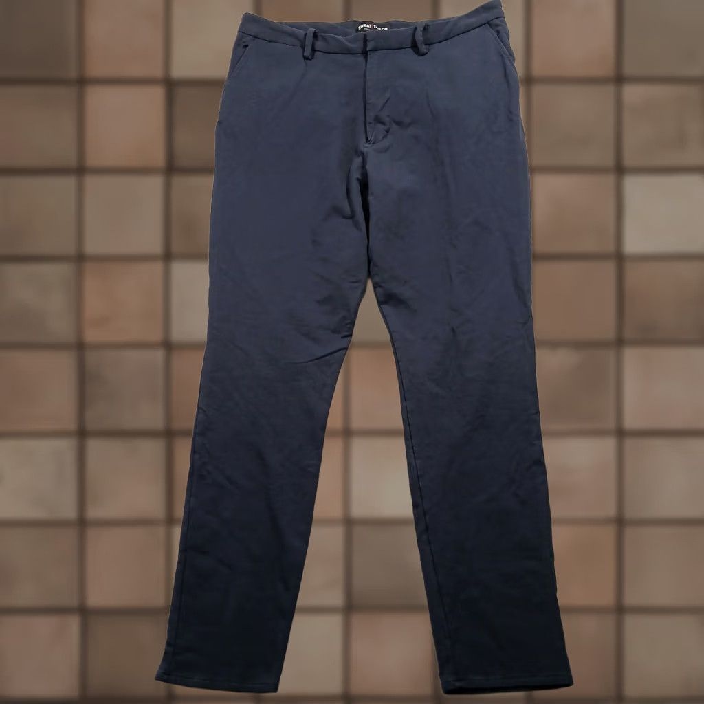Vintage Sweat Tailor Everyday Everywear Pants Men 36x32 Chino Slim Straight Navy Blue Stretch Cotton Blend Five-Pocket Size US 36 / EU 52 - 1 Thumbnail