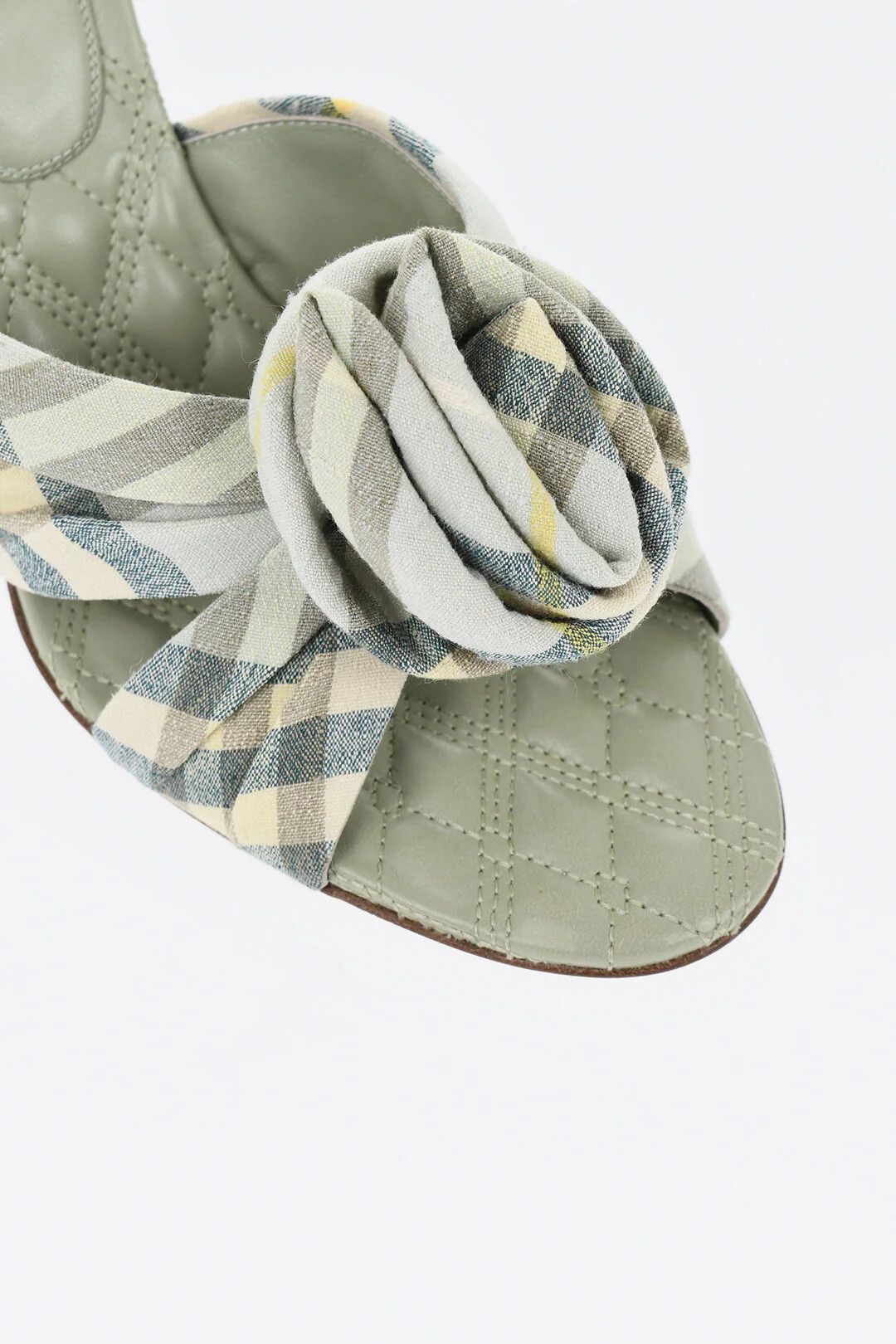 Burberry og1mm0426 Tartan Fabric Sandals in Green Size US 7 / IT 37 - 2 Thumbnail