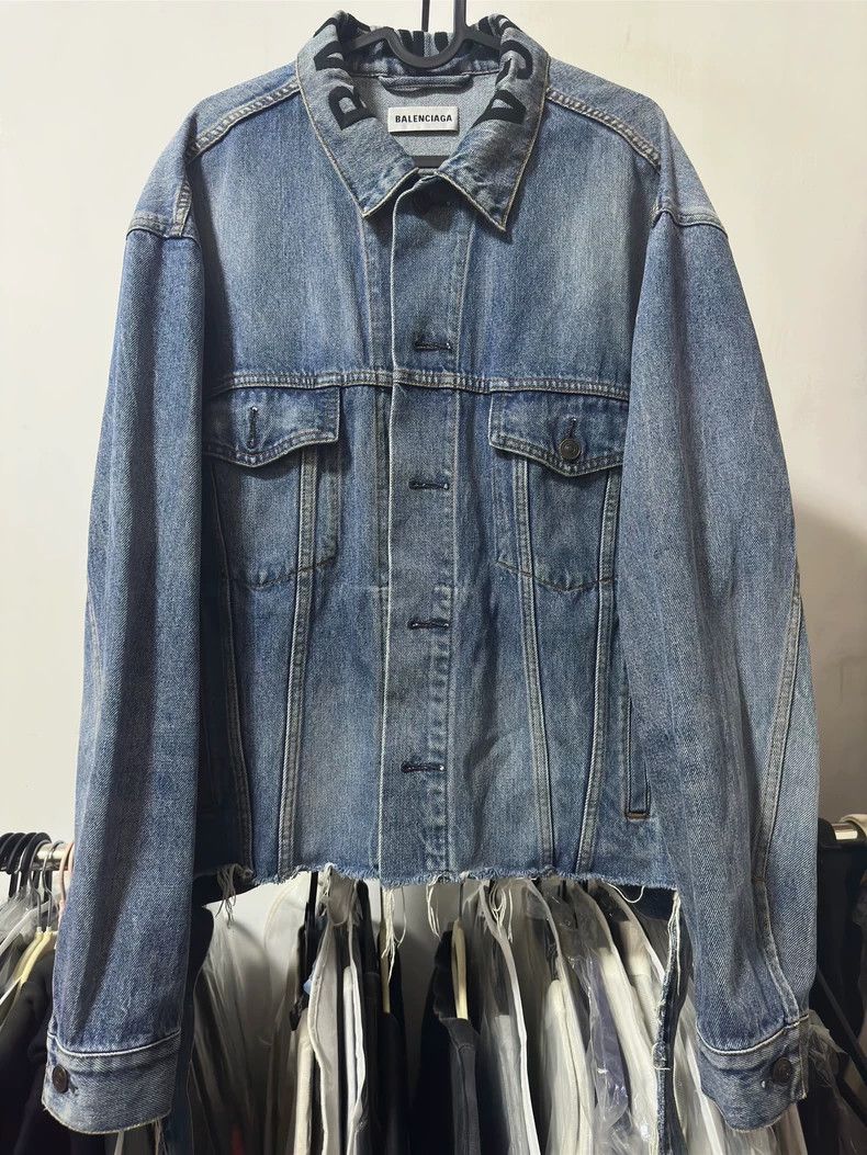 Balenciaga Balenciaga Blue Denim Jacket with Logo - dmc Size US S / EU 44-46 / 1 - 1 Thumbnail