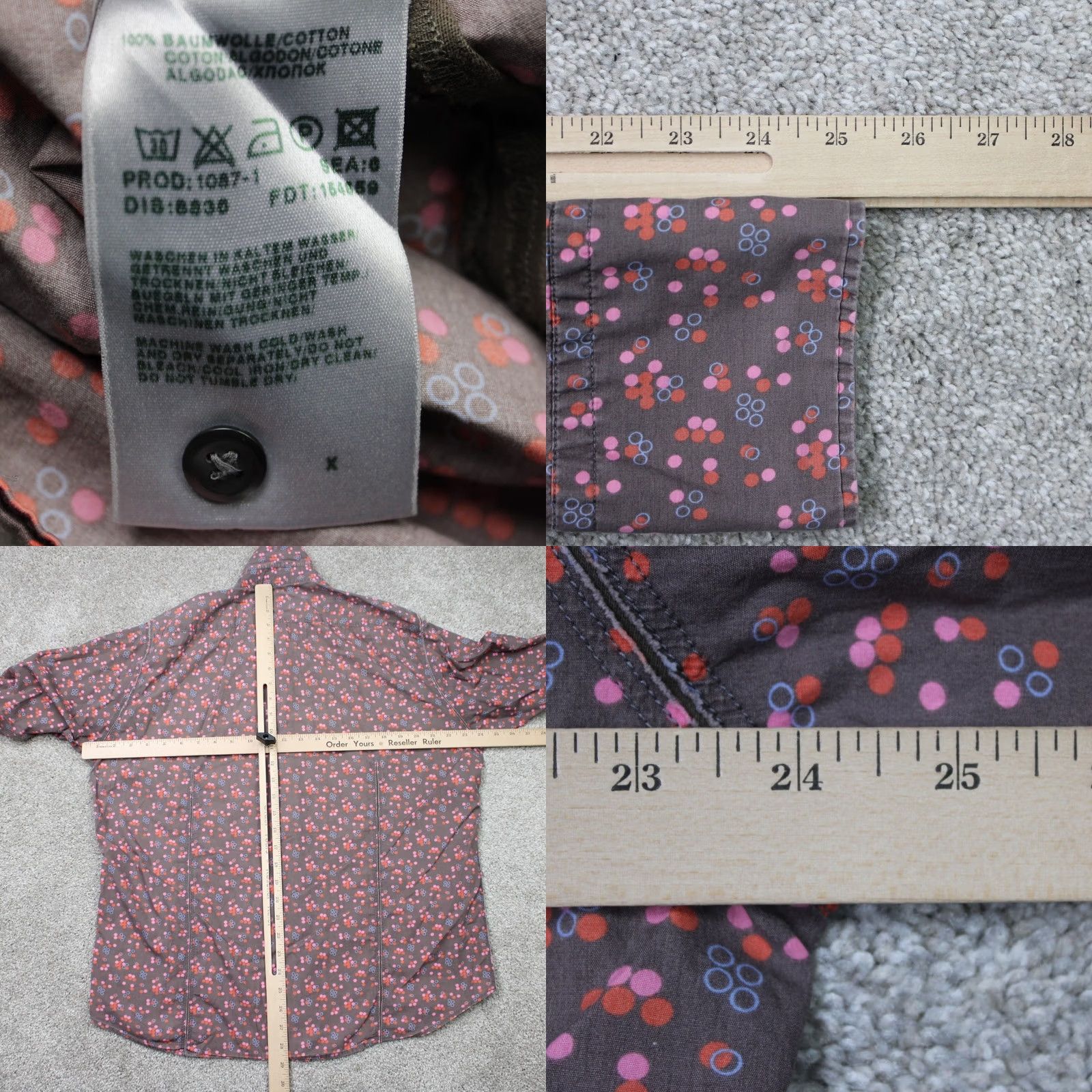 Hugo Boss HUGO BOSS Shirt Mens L Brown Pink Geometric Cotton Long Sleeve Size US L / EU 52-54 / 3 - 8 Thumbnail