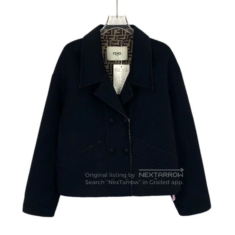 Fendi Fendi Black Wool Logo Short Coat. Size US M / EU 48-50 / 2 - 1 Thumbnail