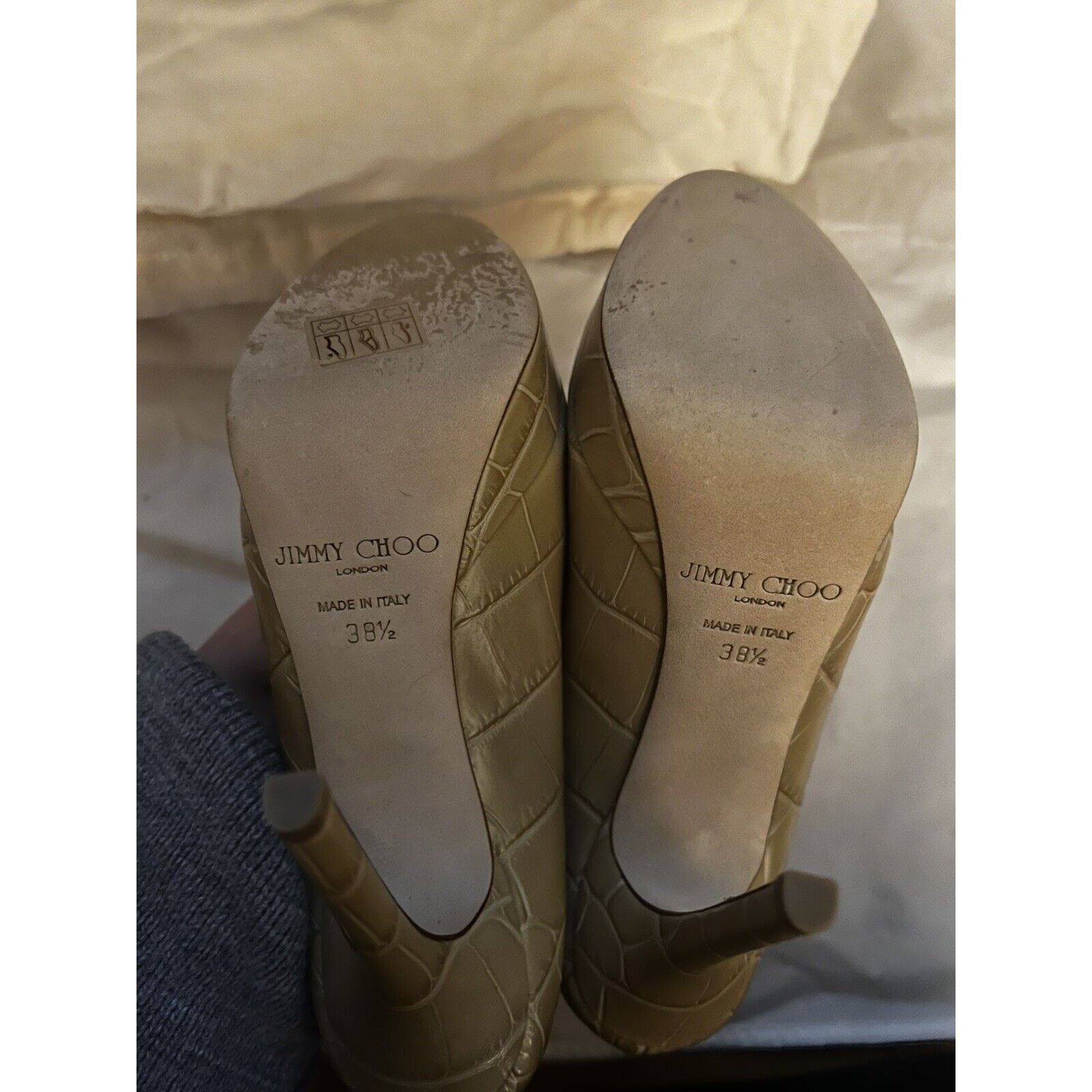 Jimmy Choo JIMMY CHOO 120Mm Nude Glossy Elaphe Croc Platform Stiletto Size US 8.5 / IT 38.5 - 3 Thumbnail