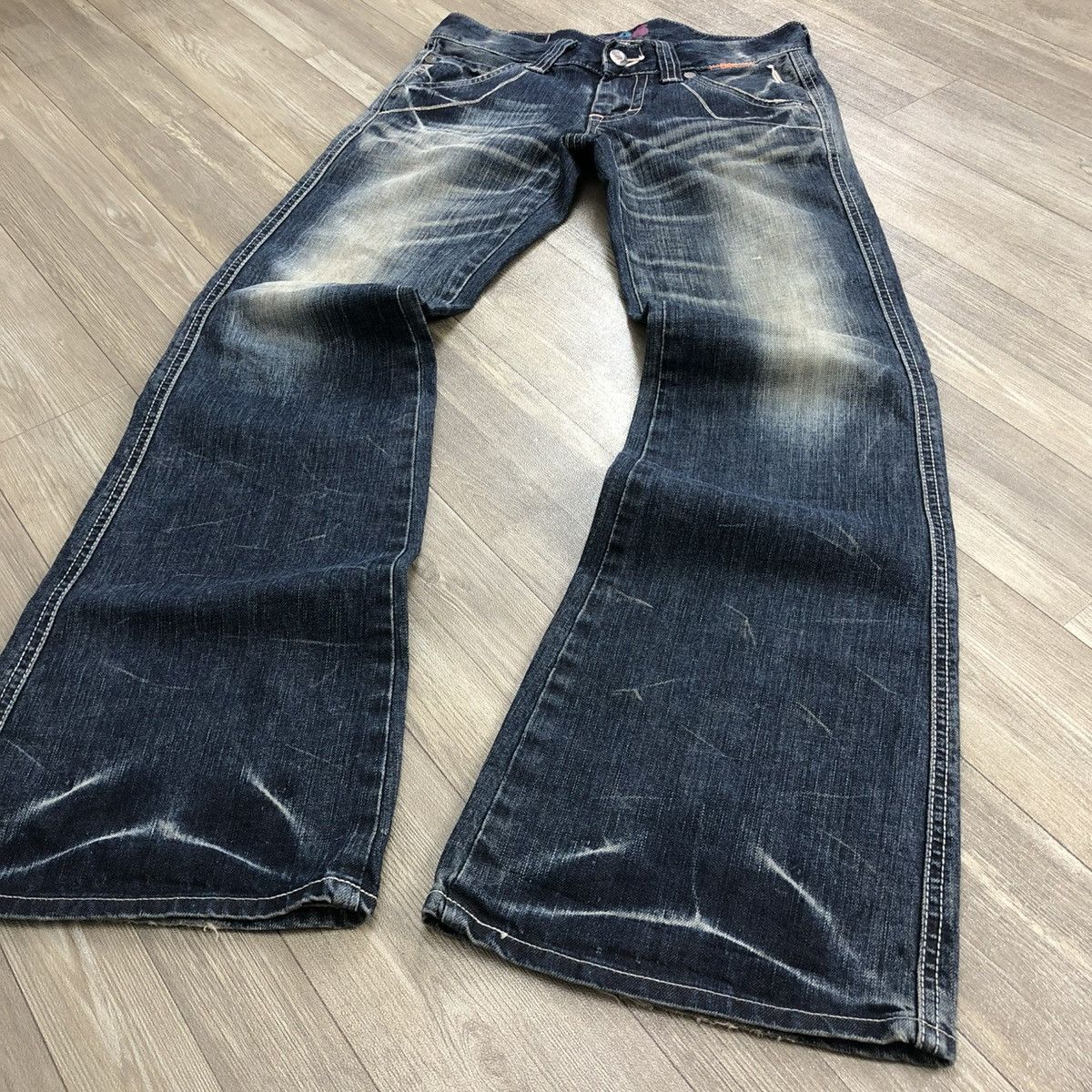 If Six Was Nine 🇯🇵 2000s Edwin 503 Faded Lgb Goa Buckle Back Flared Jeans Size US 28 / EU 44 - 3 Thumbnail