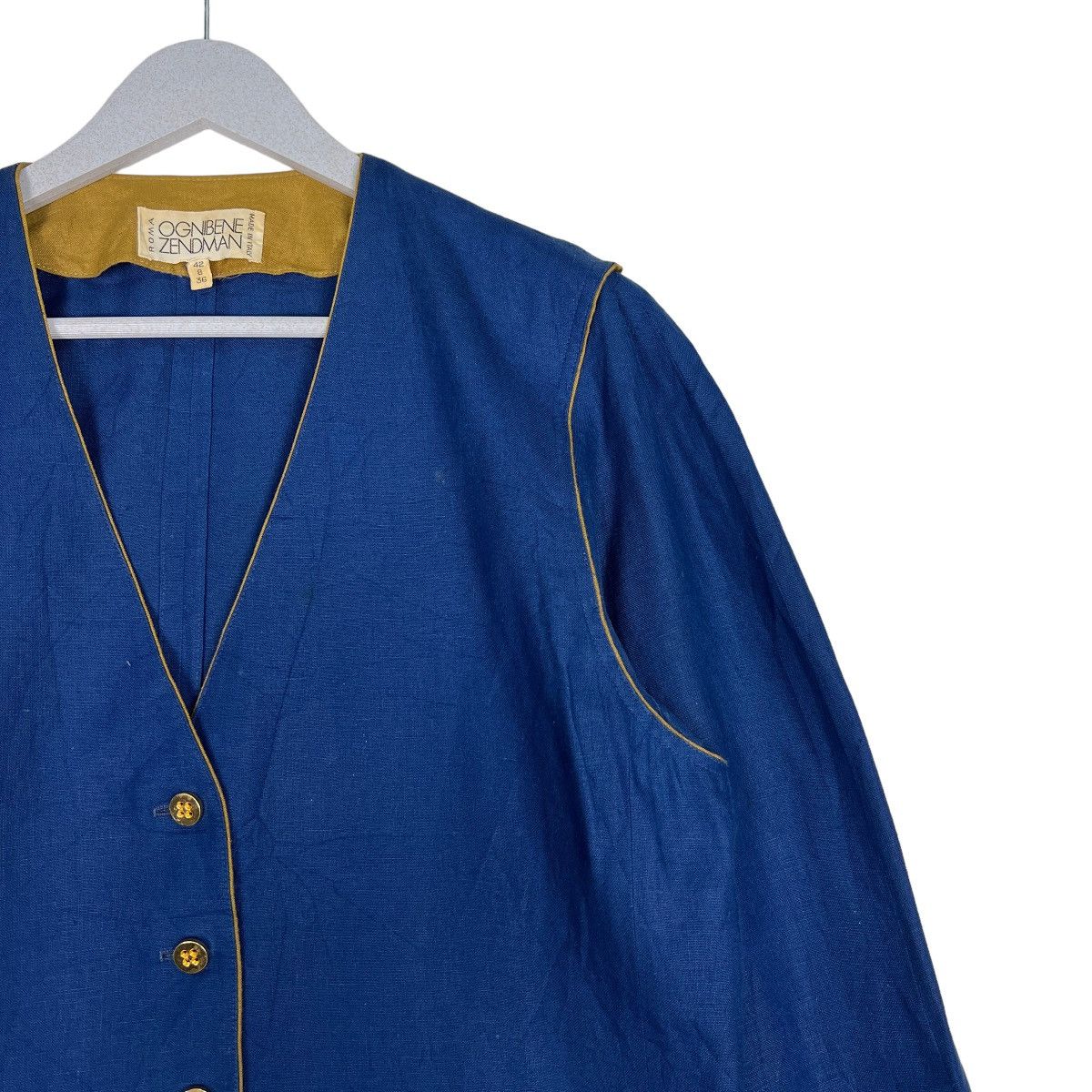 Designer 🔥 VINTAGE OGNIBENE ZENDMEN ROMA LINEN JACKET MADE IN ITALY Size US S / EU 44-46 / 1 - 6 Thumbnail