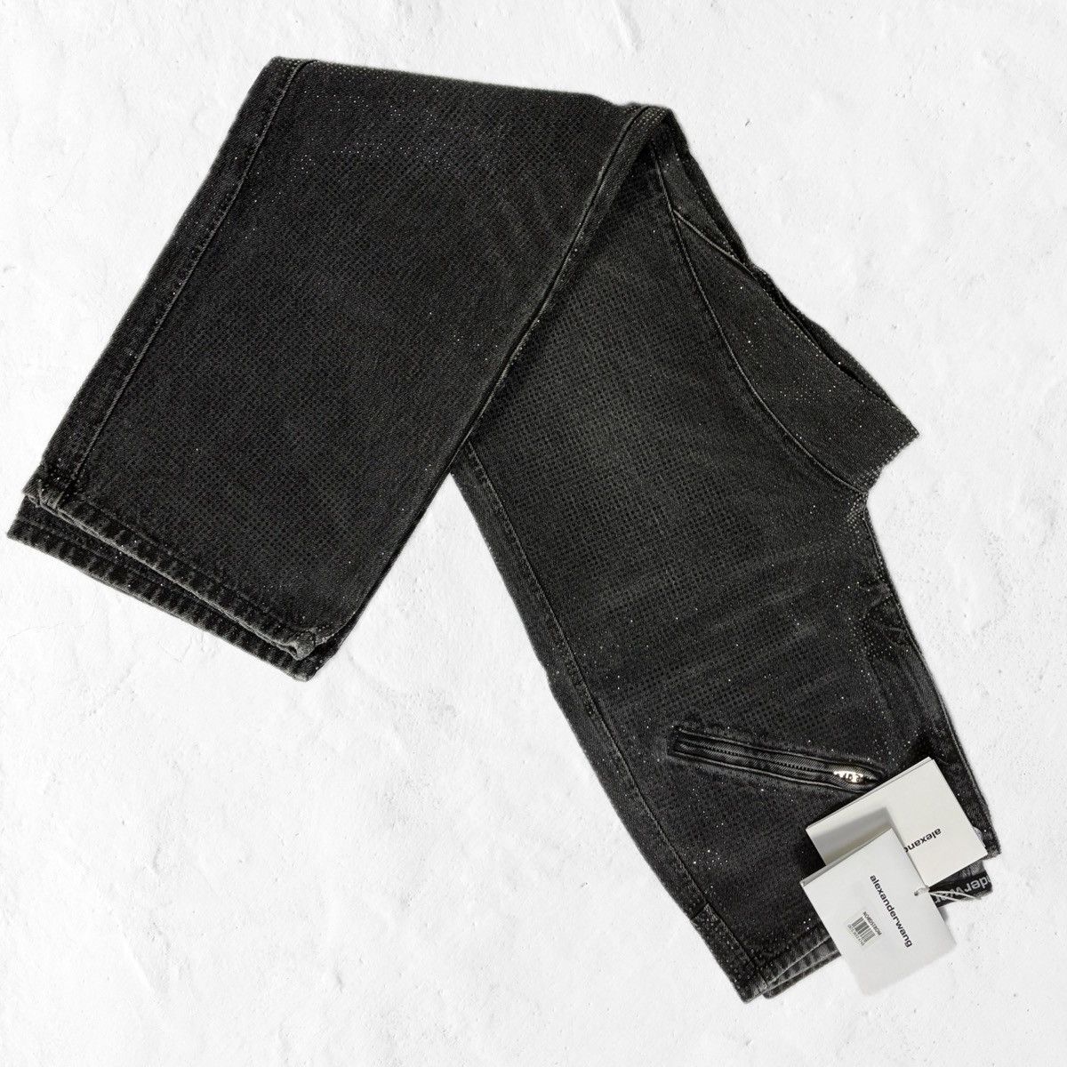 Alexander Wang Alexander Wang Hotfix Crystal Moto Jeans Pants Black Grey 28 Size 28" / US 6 / IT 42 - 8 Thumbnail
