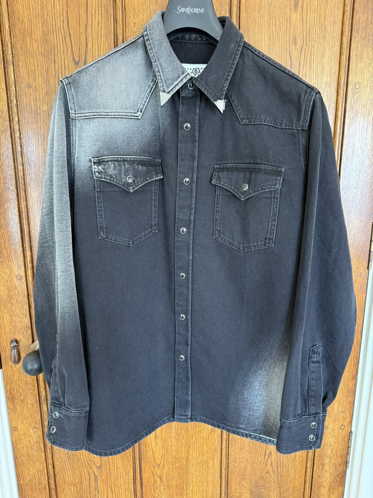 Maison Margiela Martin Margiela MM6 metal tip faded weatern denim shirt Size US S / EU 44-46 / 1 - 1 Thumbnail