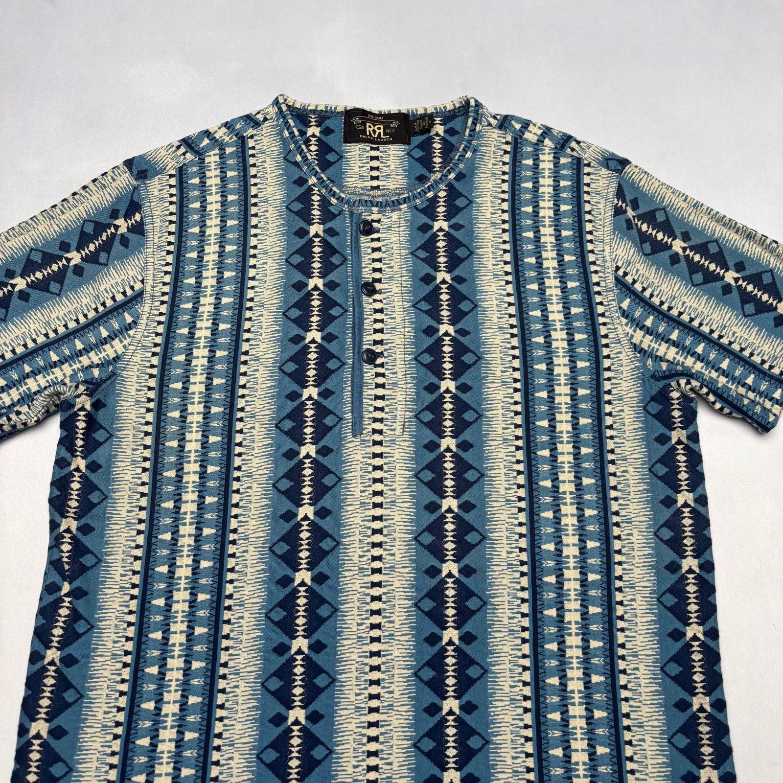 RRL Ralph Lauren RRL Double RL Ralph Lauren Jacquard Knit Jersey Henley M Size US M / EU 48-50 / 2 - 2 Thumbnail