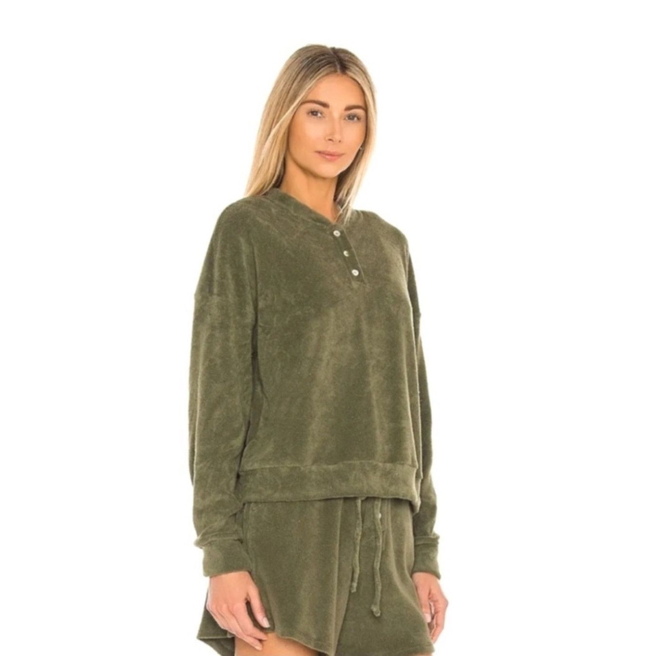 DONNI. Donni Terry Henley Sweatshirt, NWT, multiple sizes Size M / US 6-8 / IT 42-44 - 2 Thumbnail