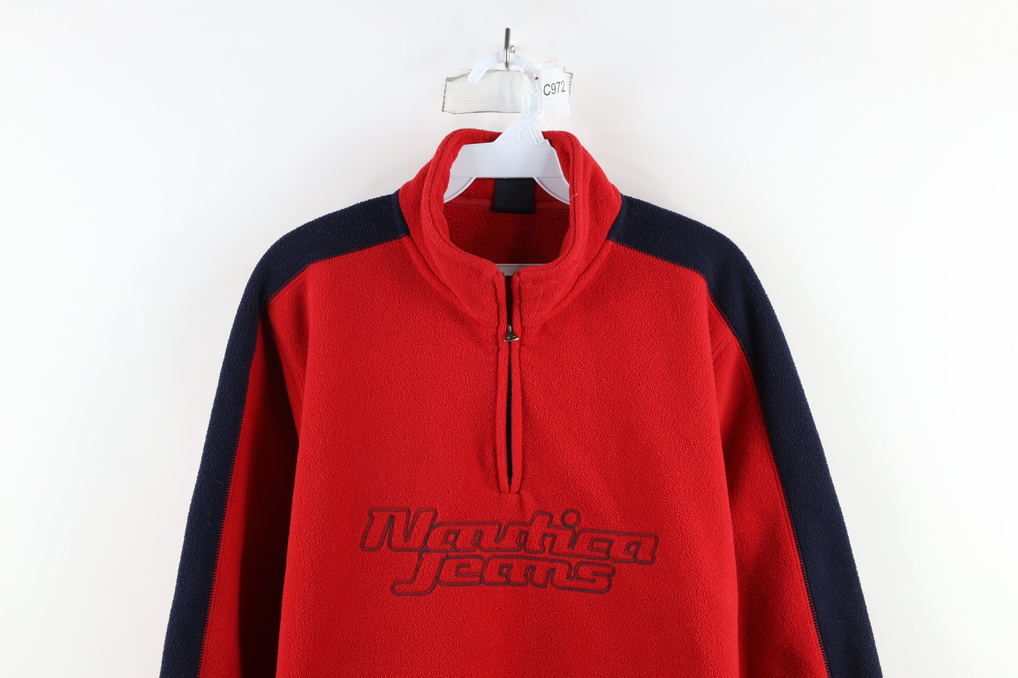 Nautica × Vintage Vintage 90s Nautica Script Half Zip Fleece Pullover Sweater Size US M / EU 48-50 / 2 - 2 Thumbnail