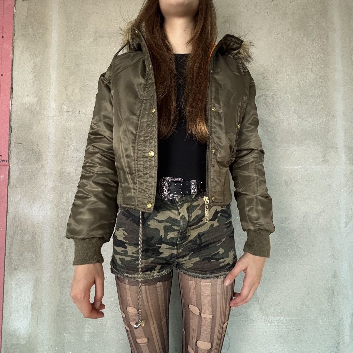 Southpole Deadstock SOUTHPOLE N2B Faux fur cropped bomber jacket Size S / US 4 / IT 40 - 1 Thumbnail