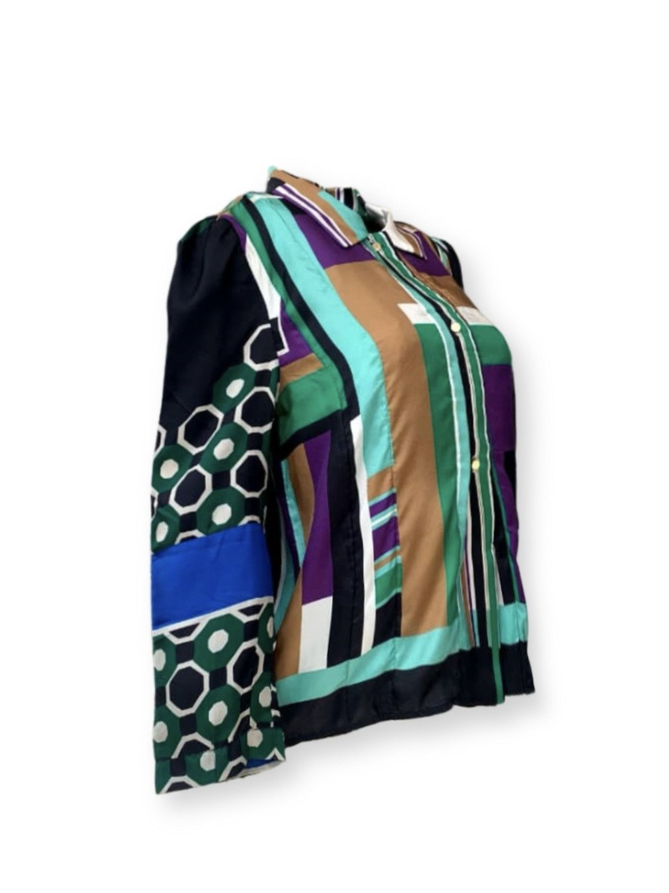 Marni Marni Silk Blouse 2012 Summer Edition Abstract Geometric m Size XS / US 0-2 / IT 36-38 - 3 Thumbnail