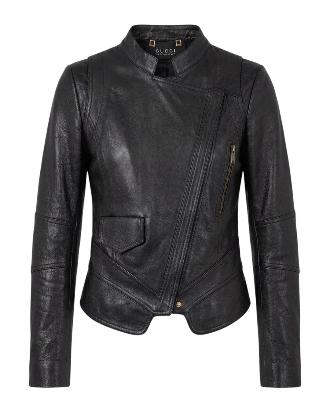 Gucci ASYMMETRIC CLOSURE BIKER LEATHER JACKET BY TOM FORD Size S / US 4 / IT 40 - 1 Thumbnail