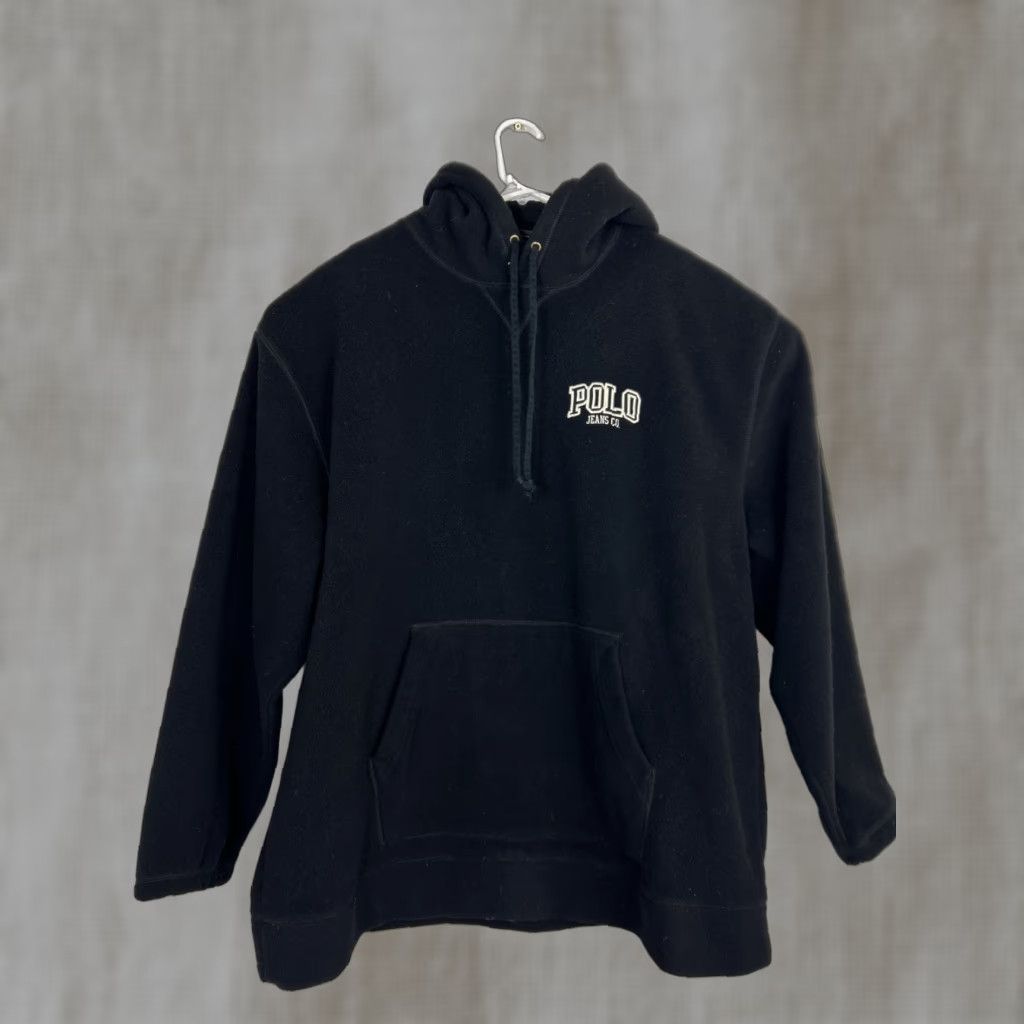 Polo Ralph Lauren VINTAGE Polo Jeans Co Mens XL Hoodie Black Pullover Fleece Ralph Lauren 90s Size US XL / EU 56 / 4 - 1 Thumbnail