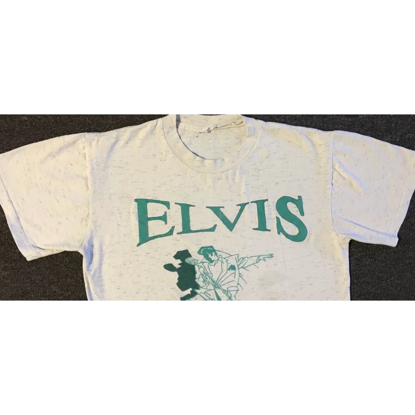 Vintage Vtg Elvis Presley 80s Faded Shirt S Country Rock Tour Grunge Western Music Band Concert USA Single Stitch Mens T-Shirt White Striped Pattern Size S Size US S / EU 44-46 / 1 - 7 Thumbnail