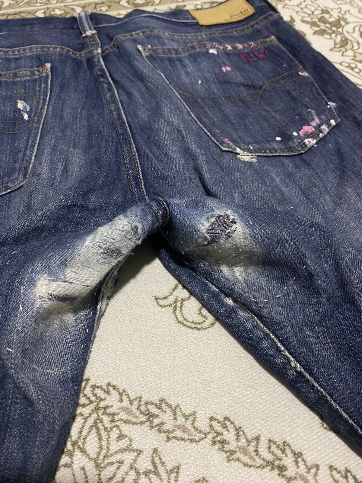 Polo Ralph Lauren × Ralph Lauren OG Polo RL Painted Distress Patchwork Motivation Jeans Size US 35 - 5 Thumbnail