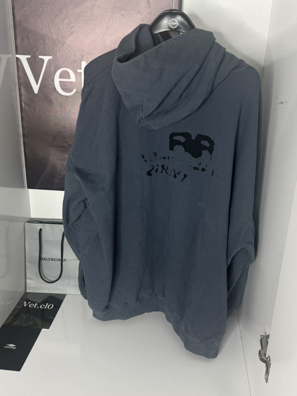 Balenciaga ✅Balenciaga Hand Drawn Blue Distressed Hoodie M Size US M / EU 48-50 / 2 - 3 Thumbnail
