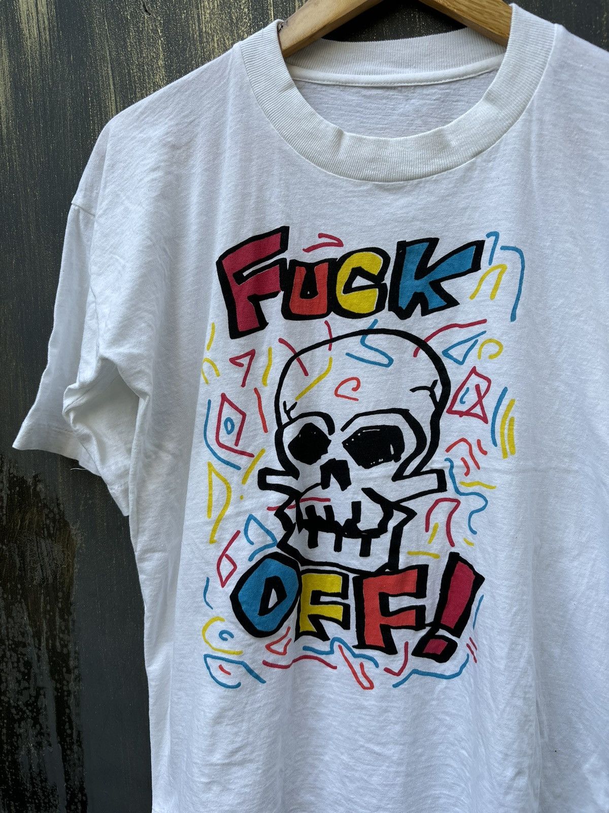 Japanese Brand × Vintage VERY RARE! Vintage 90s Fuck Off Slogan Punk Tee Size US M / EU 48-50 / 2 - 4 Thumbnail