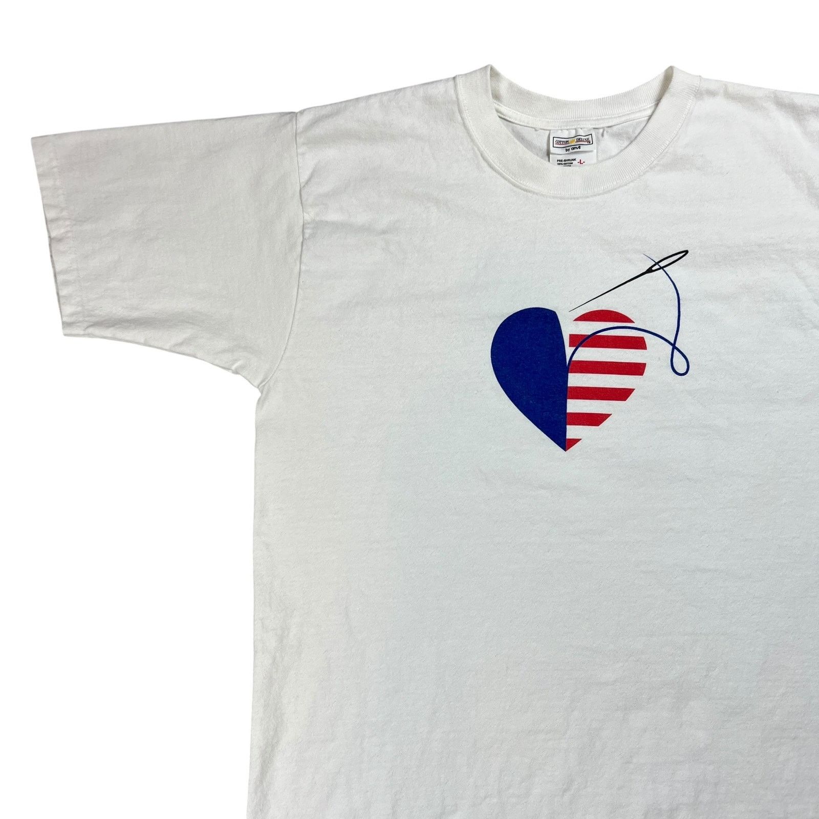 Anvil × Vintage Vintage 90s fashion for America heart thread tee (L) Size US L / EU 52-54 / 3 - 7 Thumbnail